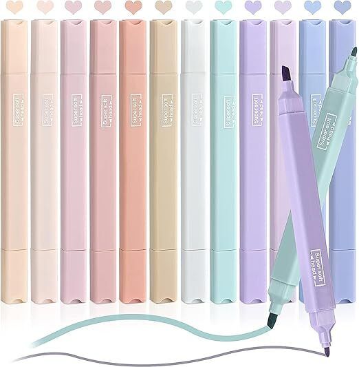 12 PCS Double-Sided Pastel Highlighter Set-image-37