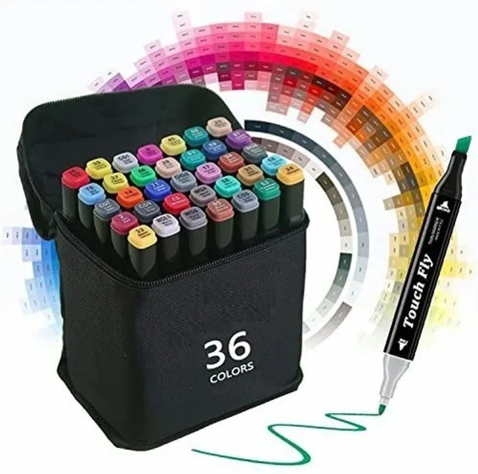 36 Color Double Tipped Art Marker Set of Coloring Brush & Chisel,Refillable-image-22