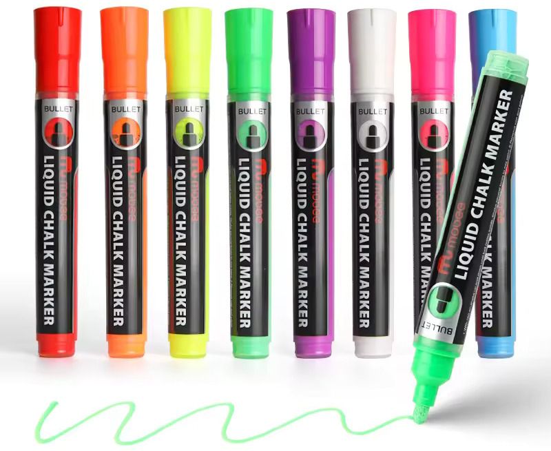mobee Liquid Chalk Markers Erasable, Non-Toxic, Water-Based, 2-5mm Reversible Tip-picture-10
