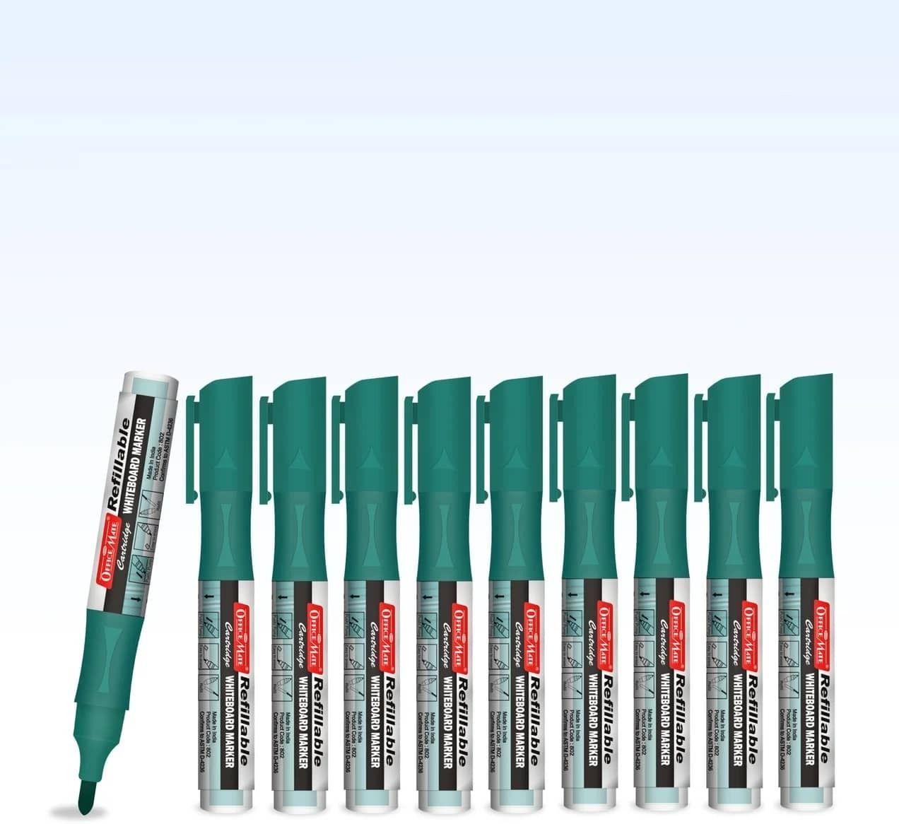soni officemate Whiteboard Markers with Refillable Cartridge Green (10 Pcs) Pack of 1-picture-27