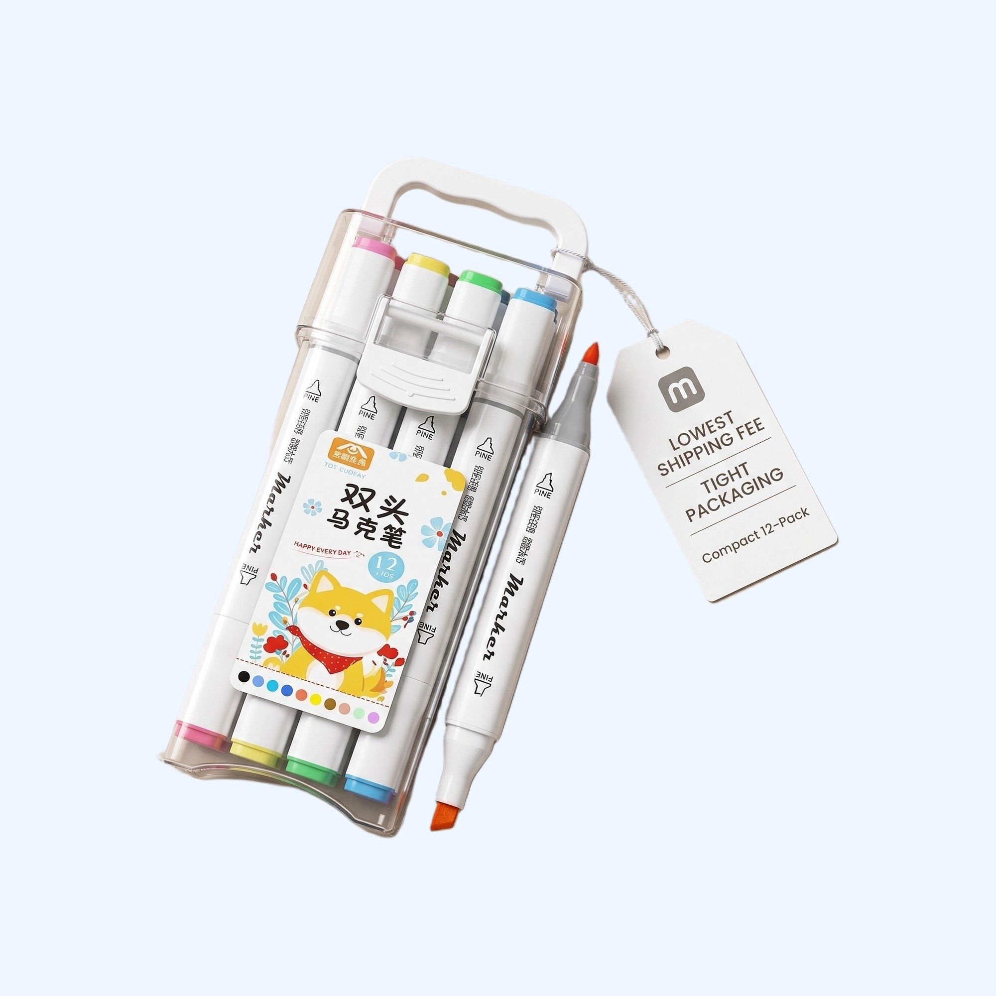 piyova 12 Pastel Highlighters Set for Textbook Note Taking | Stationery Kit-picture-37