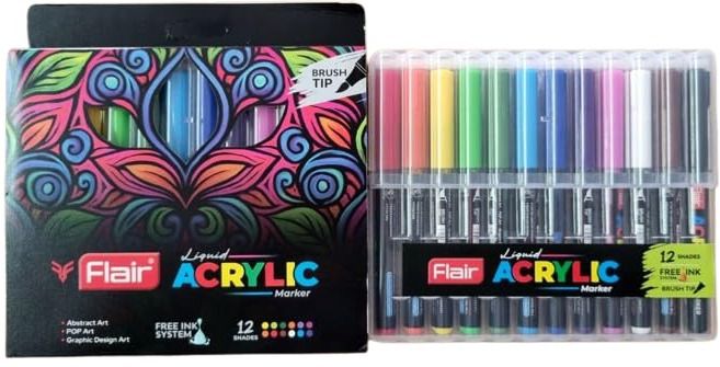 Liquid Acrylic Marker 12 Assorted Shades With Brush Tip-image-18