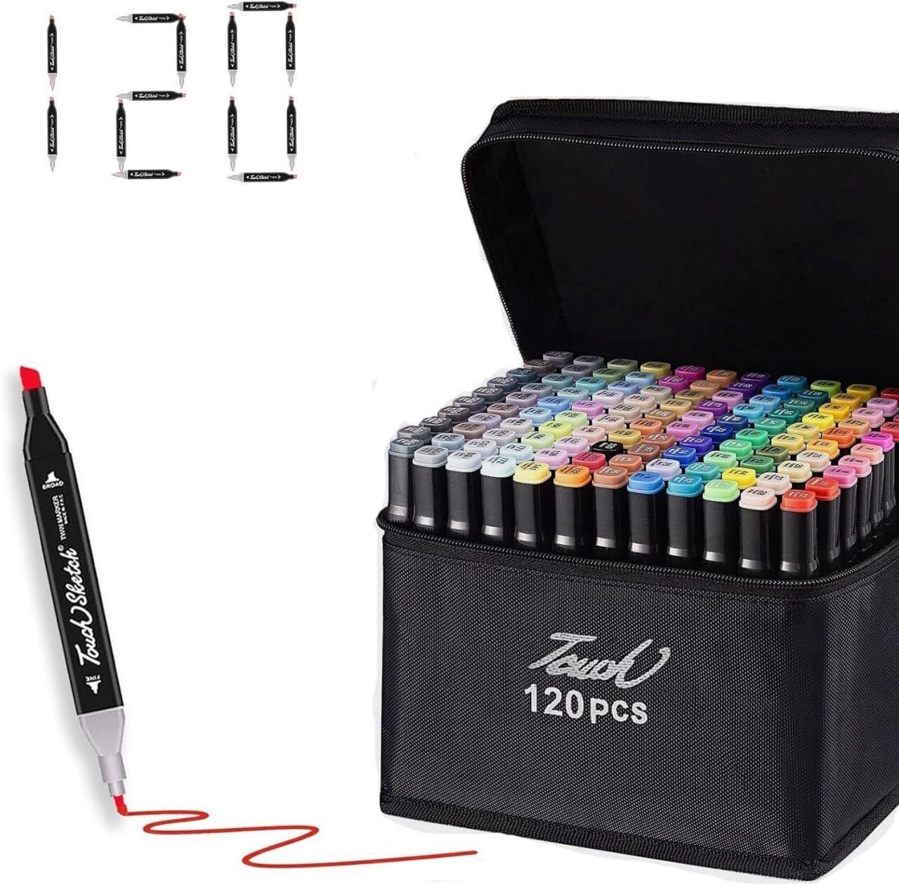 3d metro super store Dual Tip Art Markers 120 Colours With Carrying Case For Painting Sketching-picture-11