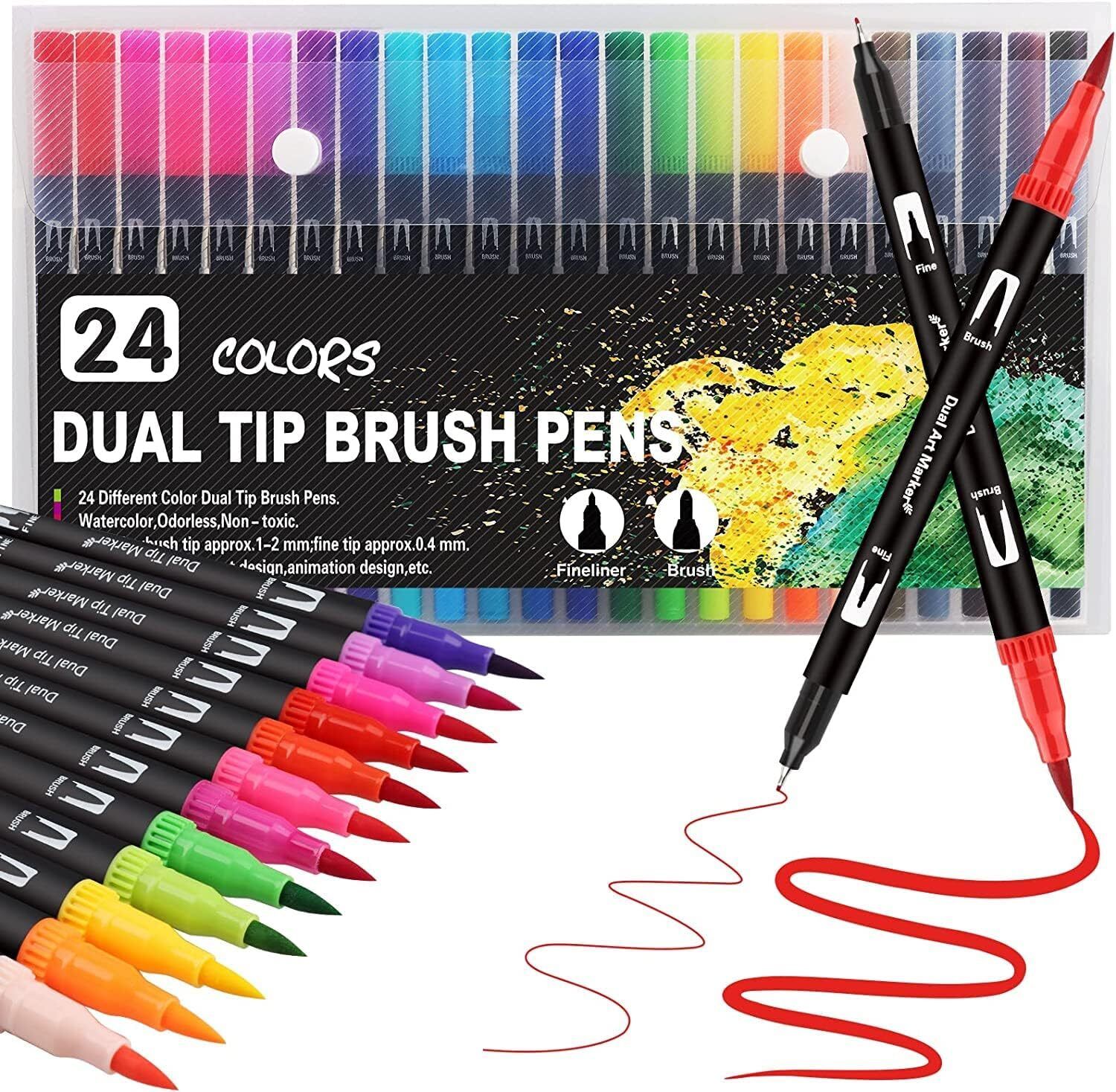 ibayam Dual Tip Brush Pens Fine Liner Art Markers for Calligraphy & Sketching-picture-33