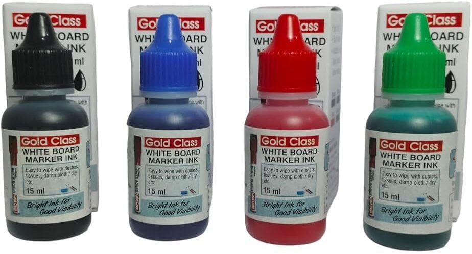 goldclass Combo Pack of White Board Marker Ink Easily refillable(Black, Blue,Red,Green) 15 ml Marker Refill-picture-24