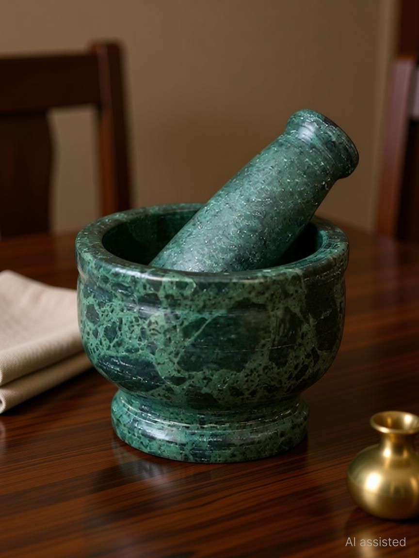 Marble Granite Imam Dasta | Ohkli Musal | Mortar and Pestle Set | Kharal | khalbatta | Mixer and Grinder Set for Kitchen 4x3 Inches Marble Masher-image-43