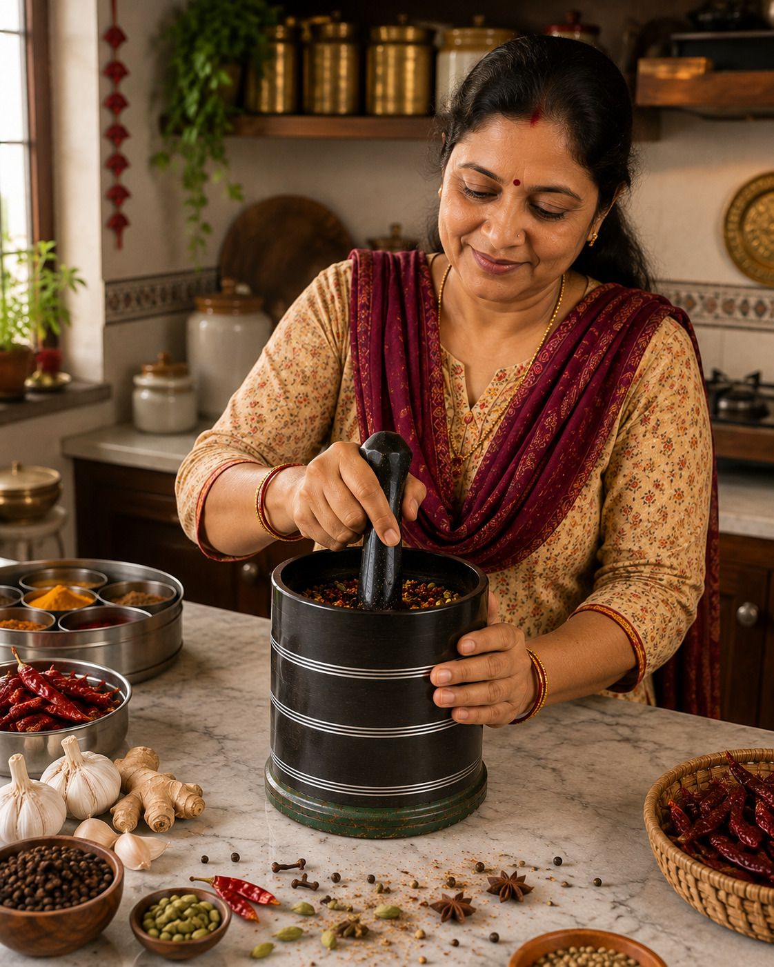 Heavy Duty Iron Khalbatta Mortar Pestle Manual Spice Herb Masala Grinder Iron Masher-image-27
