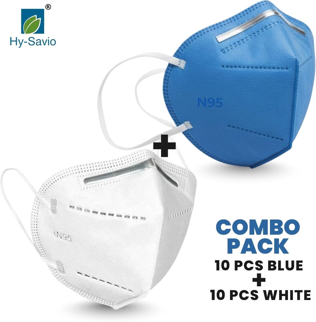 Blue & White N95 Disposable Face Mask Combo | Dust, Smoke & Pollution Protection Face Masks Washable, Reusable, Water Resistant-image-38
