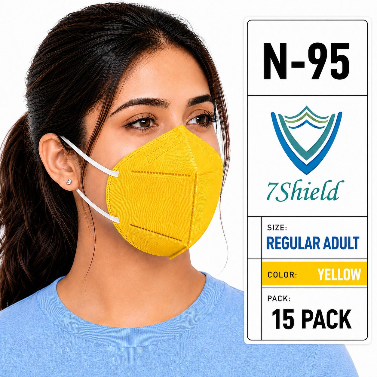 15PCS Yellow N95, Medical Mask High-Performance Healthcare and Personal Use 6-Ply Yellow N-95 Washable, Reusable, Water Resistant-image-46