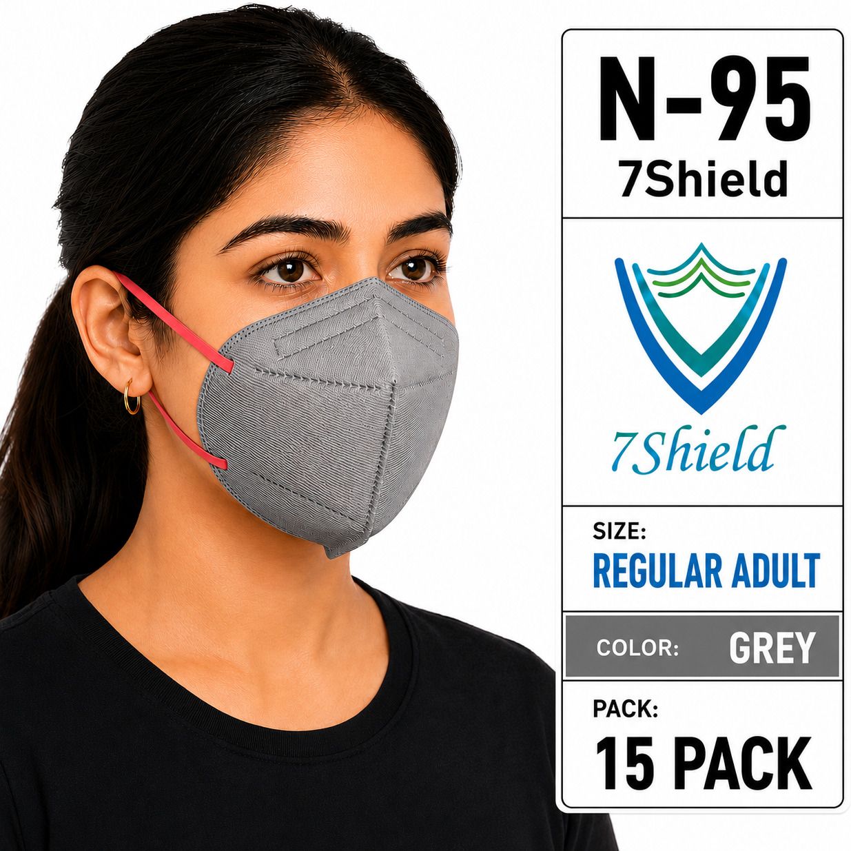 Grey N95 Medical Mask High-Performance Healthcare and Personal Use 6-Ply N-95 Mask, Adjustable Nose pin, Washable, Reusable, Water Resistant-image-39