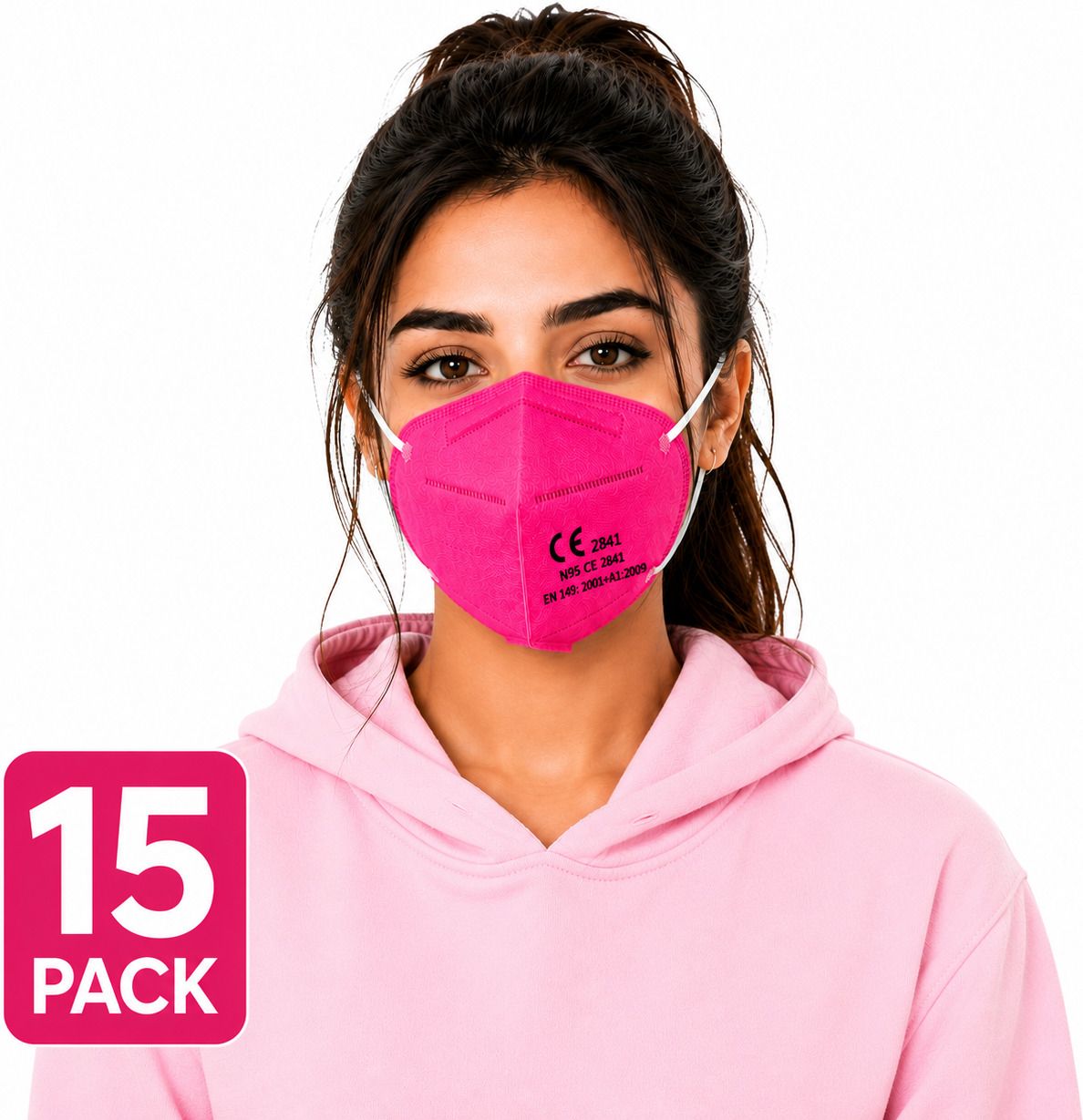 Pink N95 Face Mask 6 Layer CE Certified Breathable Protective Dust Mask Pollution Safety Mask, Comfortable Fit, Daily & Travel Use, Reusable, Washable-image-29
