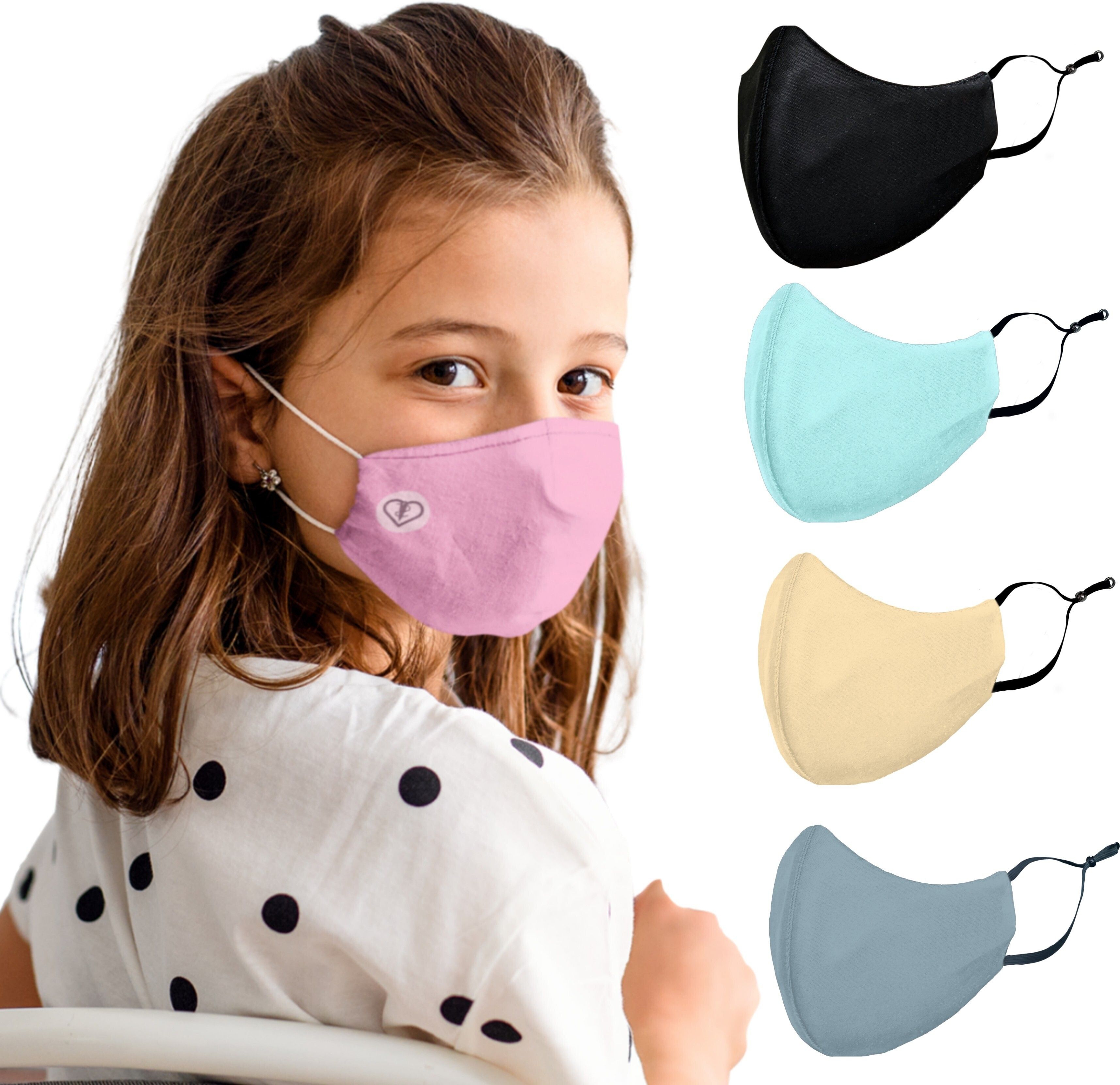 SUPER SAFETY 3 Layer Cotton kids mask combo pack Reusable Washable Breathable Skin Friendly Soft Cotton Fabric Face Mask with Adjustable Ear loops for Boys Girls Children Babies (Anti Pollution Mask , Anti Viral Mask , Anti Bacterial Mask ) (School Mask , Outdoor Mask , Kids Party Mask) (Child Mask , Kids Mask 3 years, Kids Mask 4 years , kids Mask 5 years , kids mask 6 years , kids mask 7 years , kids mask 8 years , kids mask 9 years , kids mask 10 years up to 14 yrs ) C-5 kids Plain Cloth mask, Pink, S. Blae, Beige , Grey, Black Reusable, Washable Cloth Mask