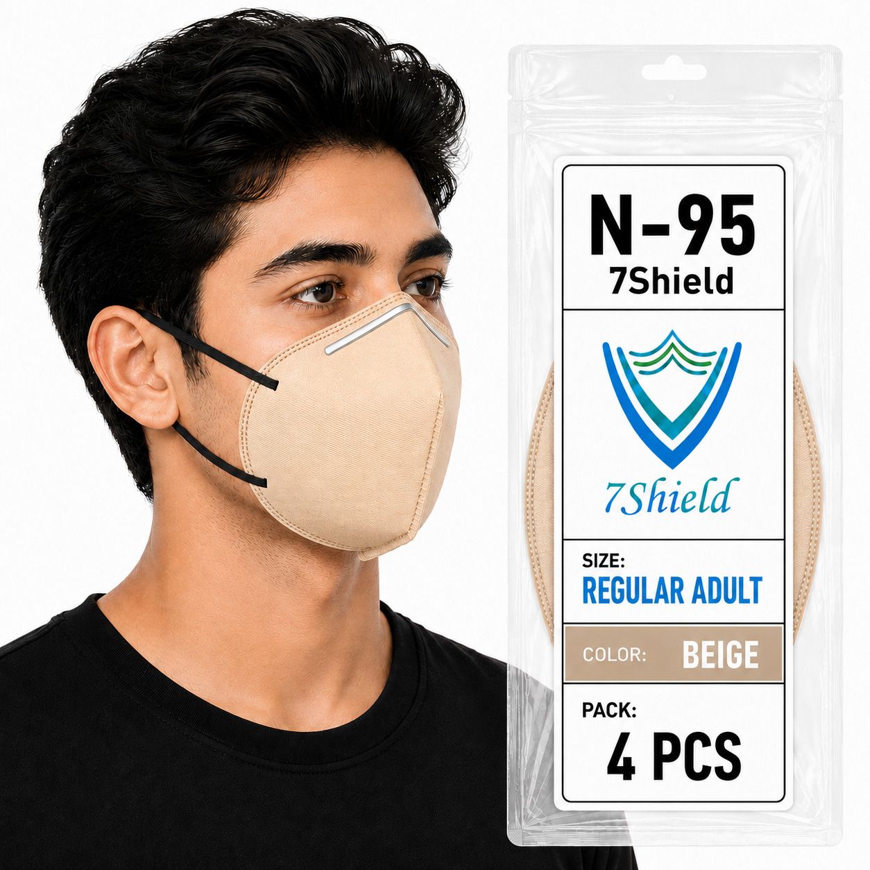 Beige N95 Medical Mask High-Performance Healthcare and Personal Use 6-Ply Beige N-95 Washable, Reusable, Water Resistant-image-49