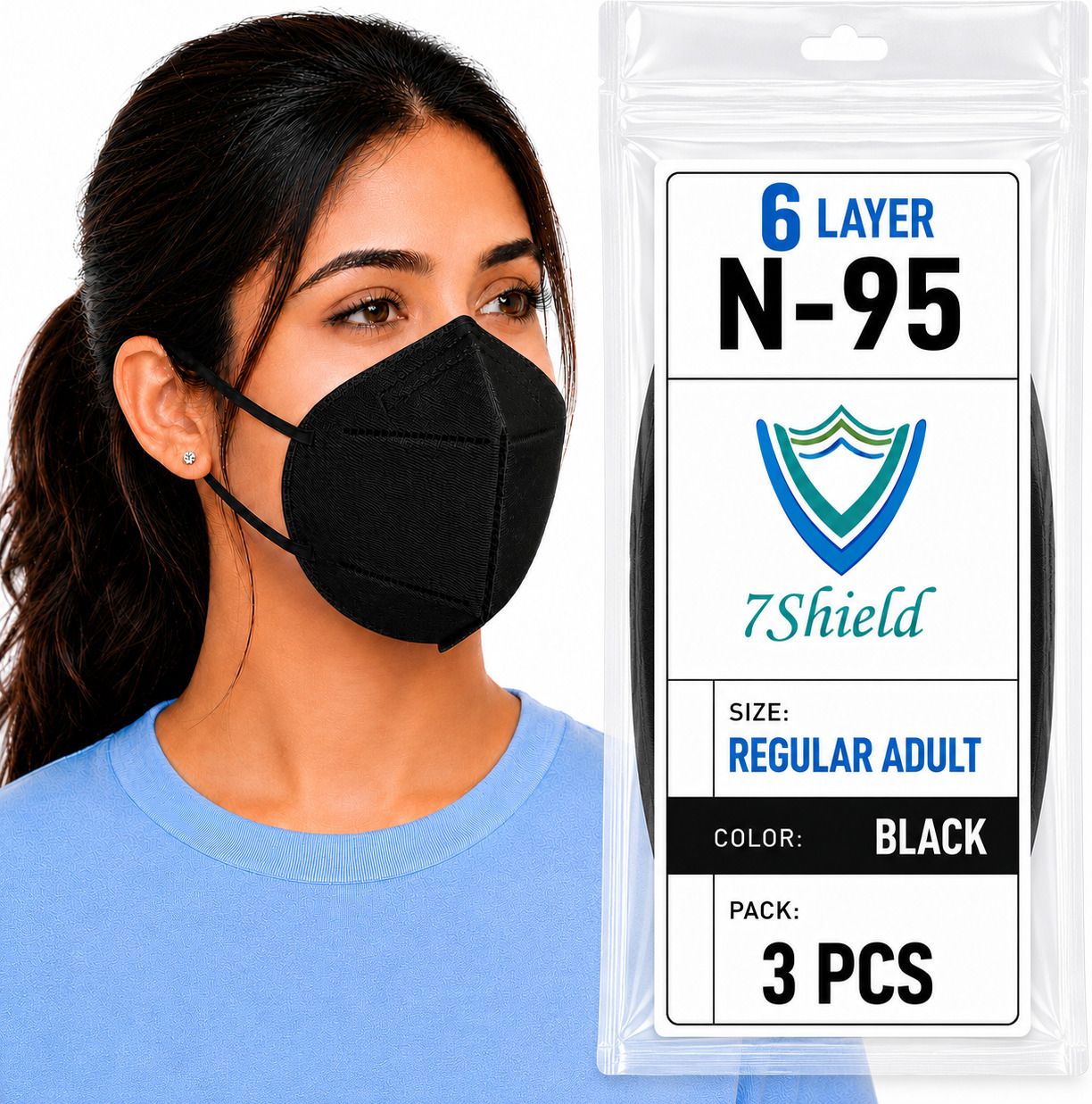 Black N95 Medical Mask High-Performance Healthcare and Personal Use 6-Ply Black N-95 Washable, Reusable, Water Resistant-image-43