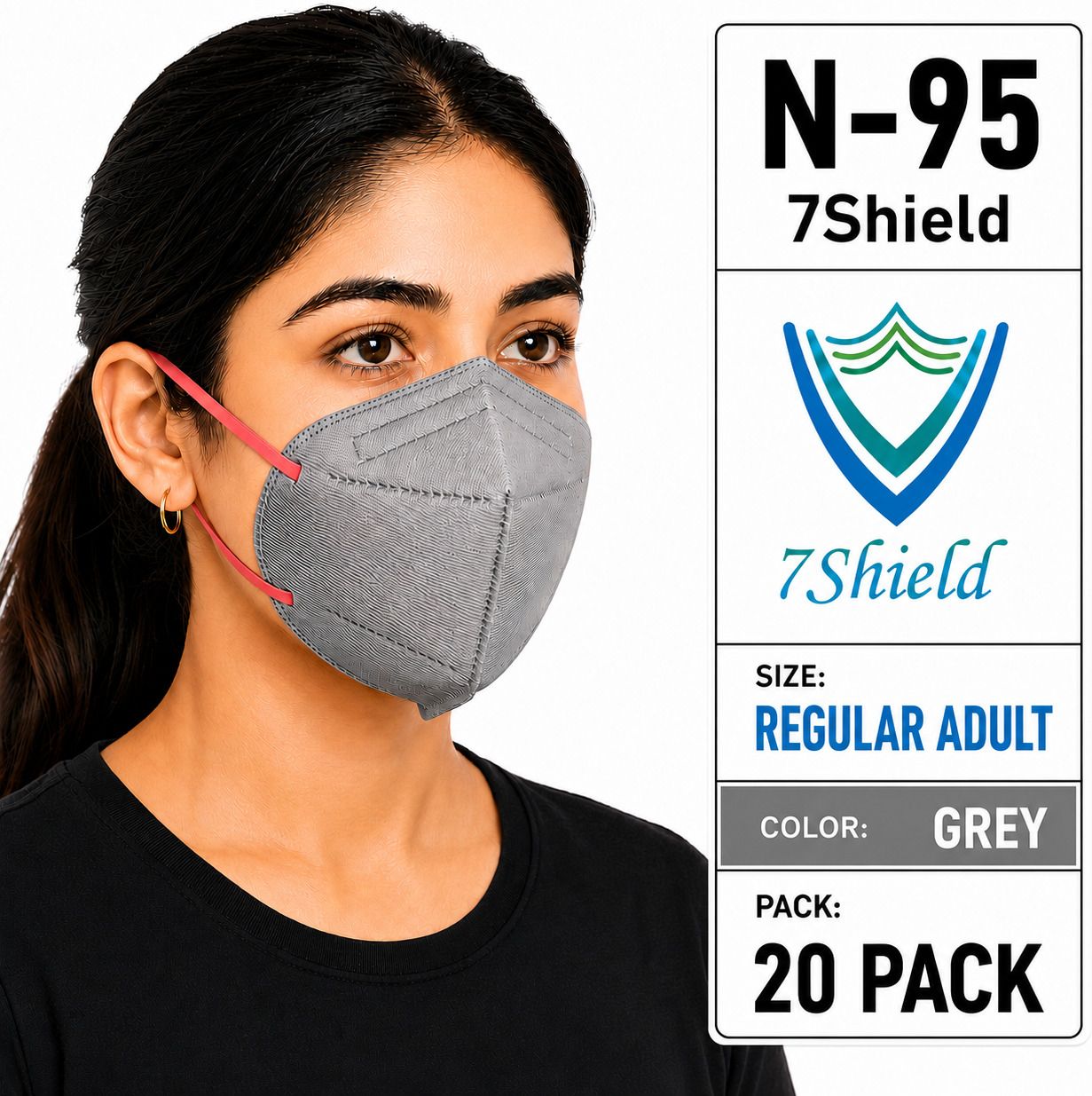 Grey N95 Medical Mask High-Performance Healthcare and Personal Use 6-Ply N-95 Face Mask with Adustable Nose Clip Washable, Reusable, Water Resistant-image-21