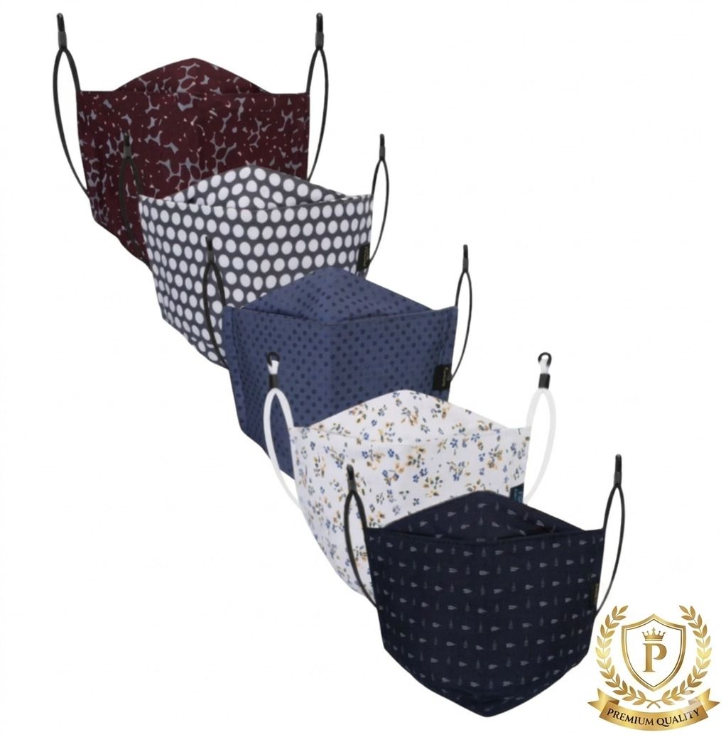 vaghani 3 Layer Anti Pollution Primium Box Print Mask 3 Layer Anti Pollution Mask 5 Pcs Super Breathable Cloth Box Print Cotton Mask Reusable, Washable Cloth Mask With Melt Blown Fabric Layer-picture-22