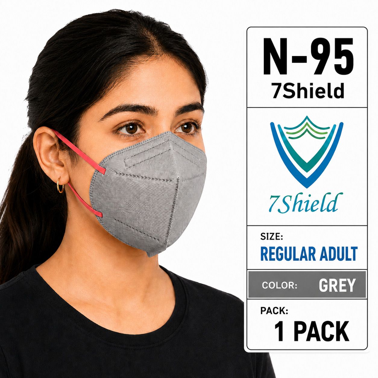 7shield Grey N95 Medical Mask High-Performance Healthcare and Personal Use 6-Ply Grey N-95 Washable, Reusable, Water Resistant-picture-21