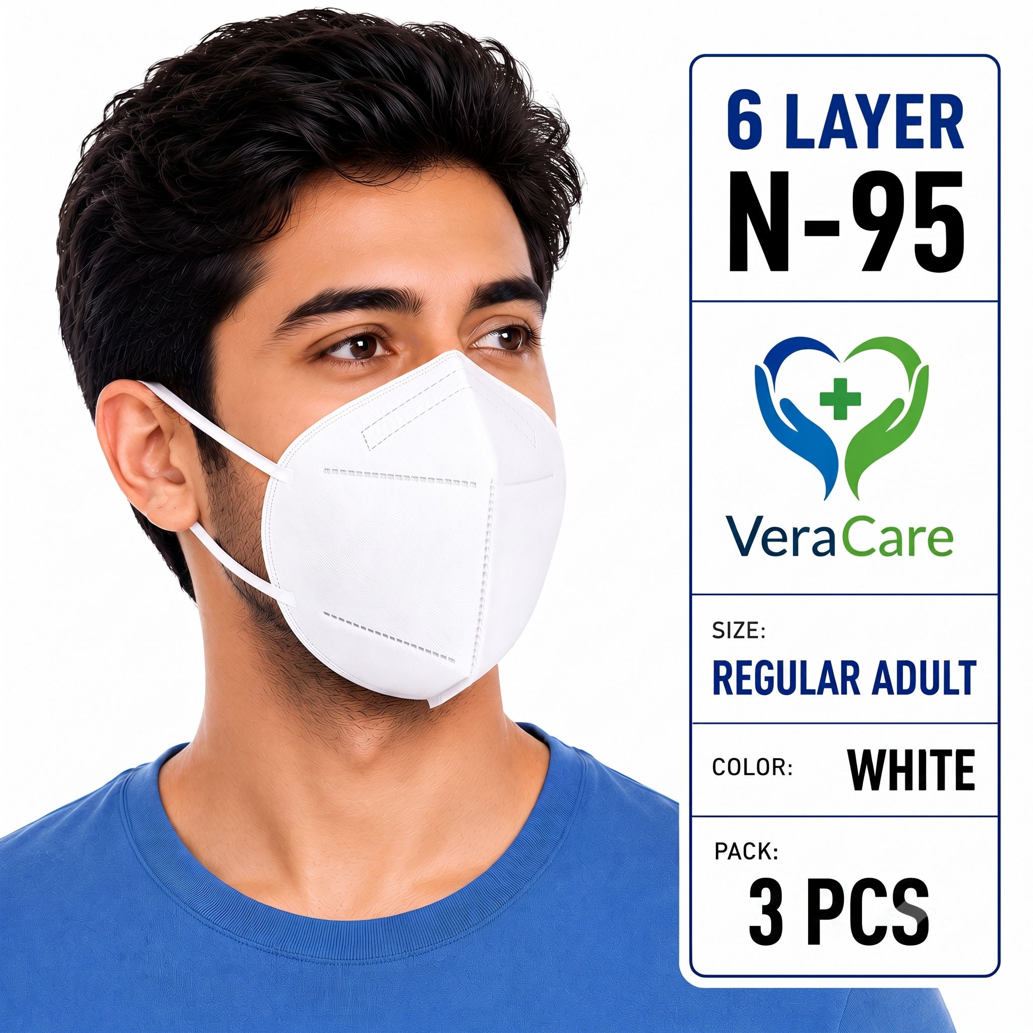 6 Layer N95 White Face Mask for Men & Women, Reusable Protective N-95 Mask Anti Pollution Protective Face Mask Breathable Daily Wear Mask Reusable, Washable-image-48