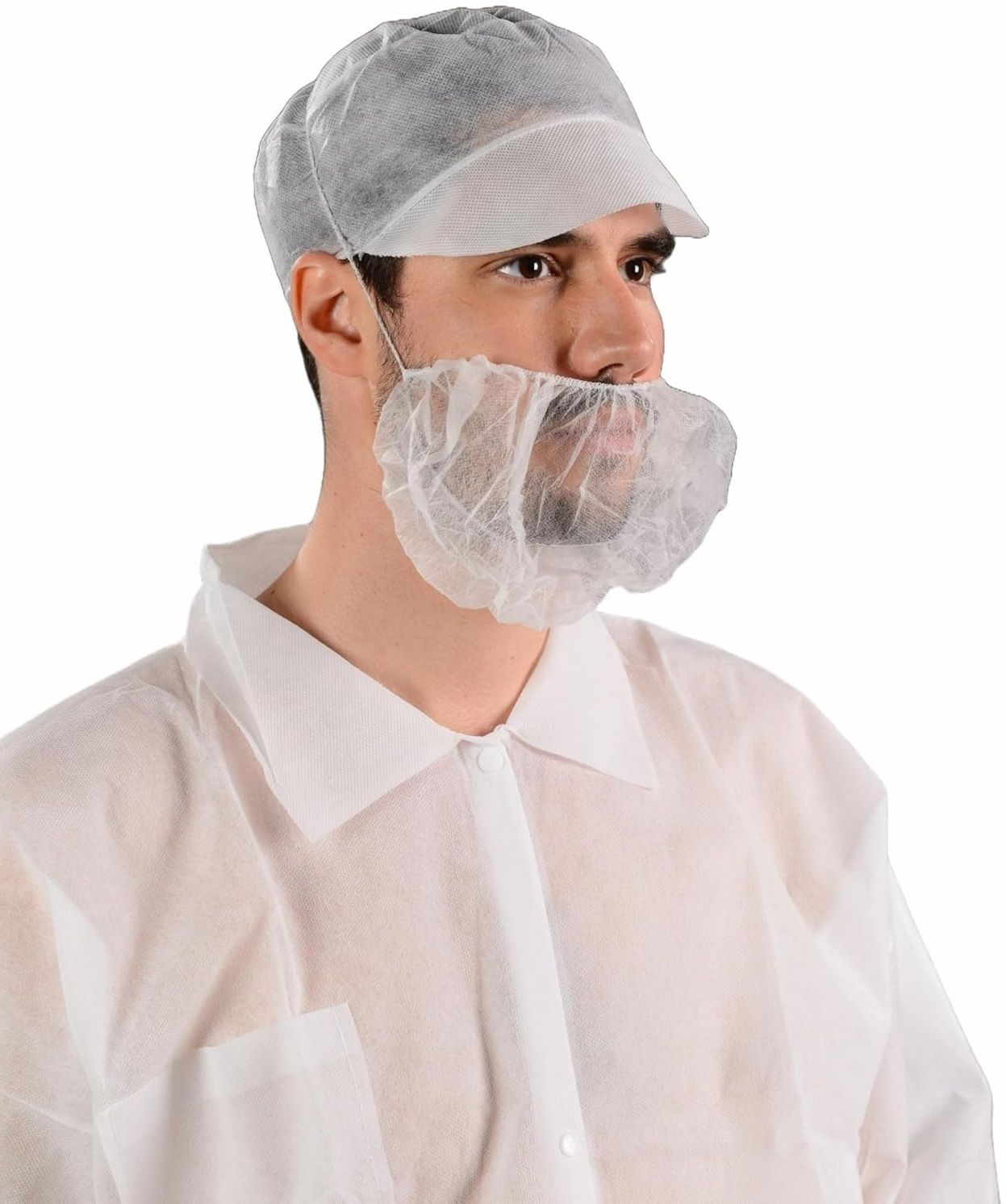 Facial hair covering/ Ideal for Food & Processing Industries, Hotels Hygiene. Disposable Beard Cover | Beard Net for Men Non-Reusable Cloth Mask-image-30