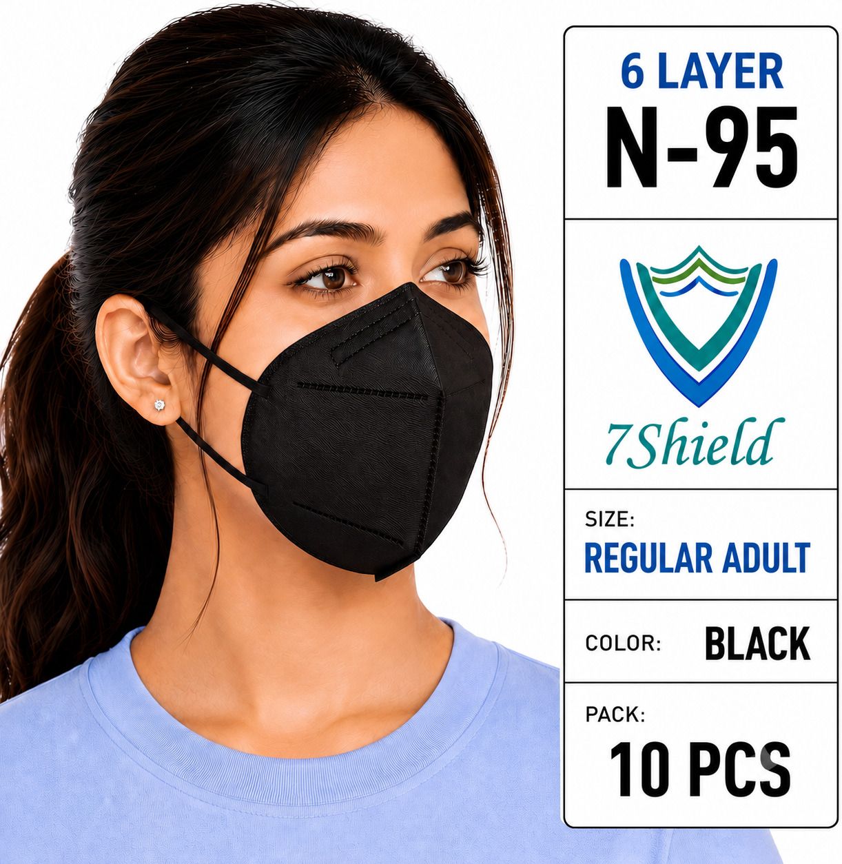 Black N95 Medical Mask High-Performance Healthcare and Personal Use 6-Ply Black N-95 Washable, Reusable, Water Resistant-image-44