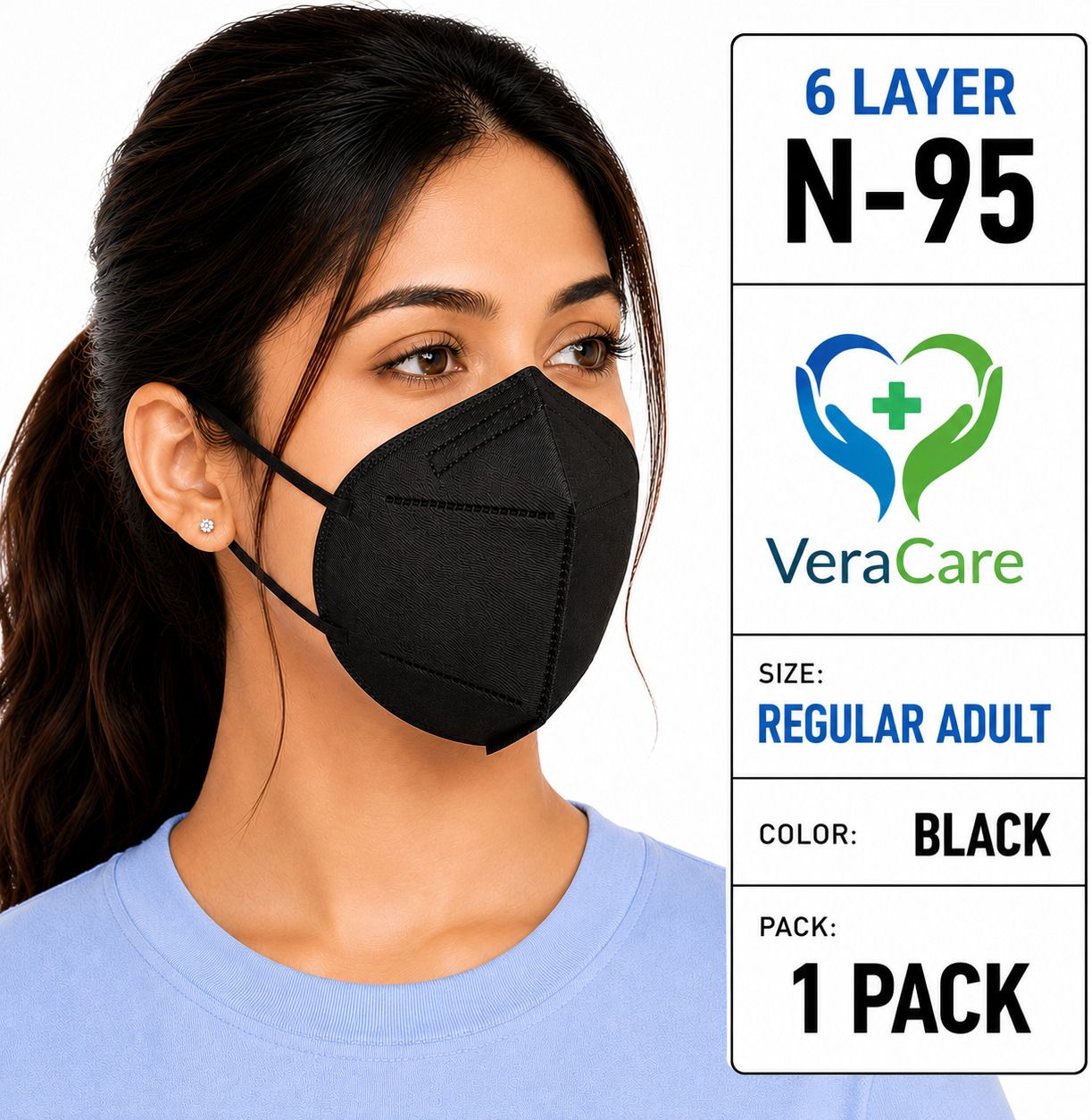 6 Layer N95 Black Face Mask for Men & Women, Reusable Protective N-95 Mask Face Mask Breathable Daily Wear Mask Reusable, Washable-image-49