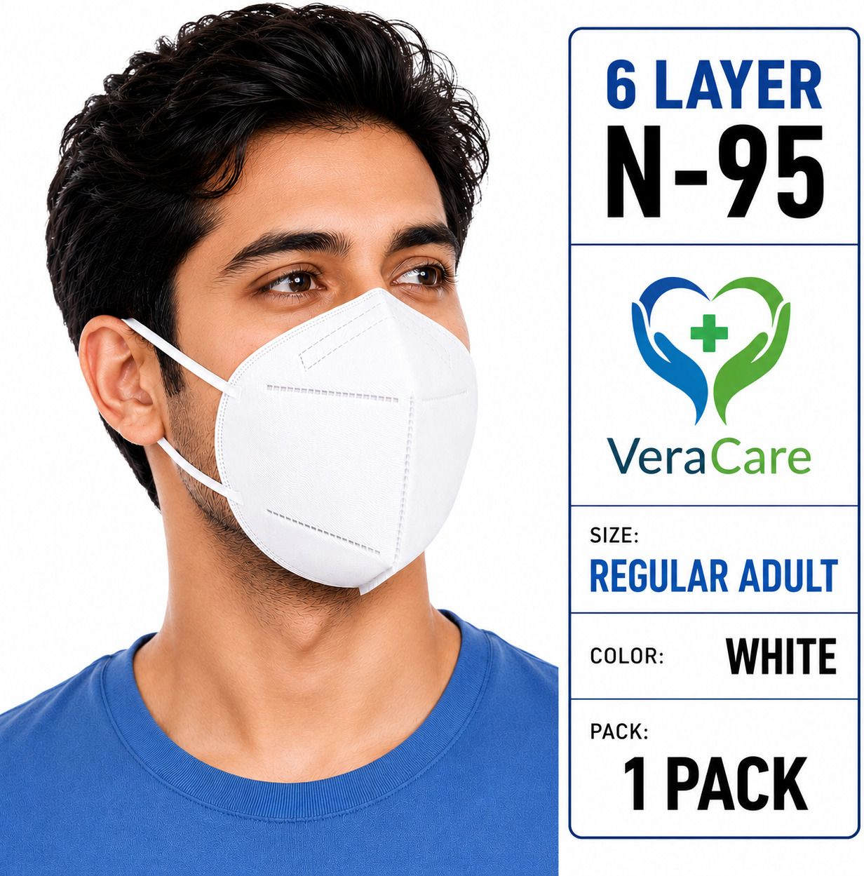 6 Layer N95 White Face Mask for Men & Women, Reusable Protective N-95 Mask Anti Pollution Protective Face Mask Breathable Daily Wear Mask Reusable, Washable-image-47