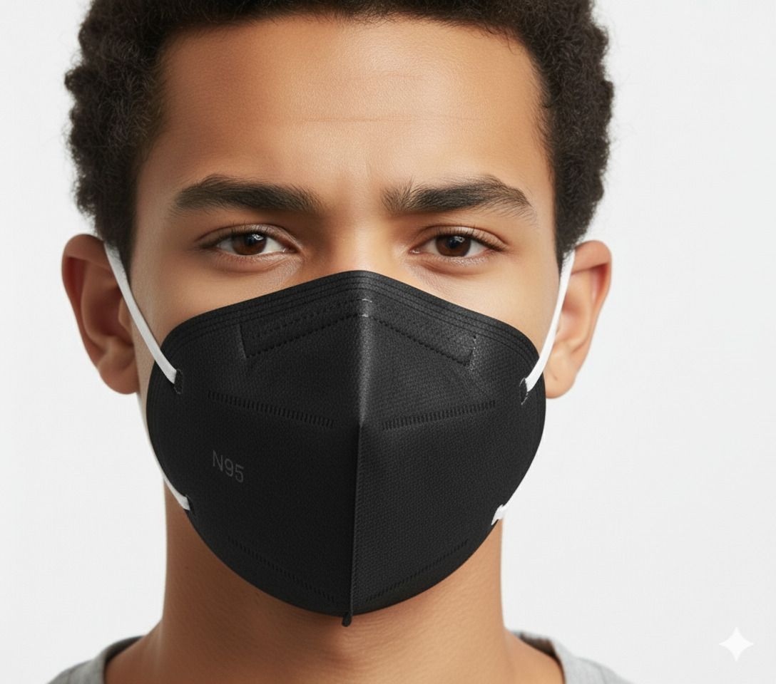 Face Mask BIS Certified Mask FFP2 S New Mask Men Mask Respirator GV601 5-Ply Black N-95 Reusable, Washable, Water Resistant-image-39