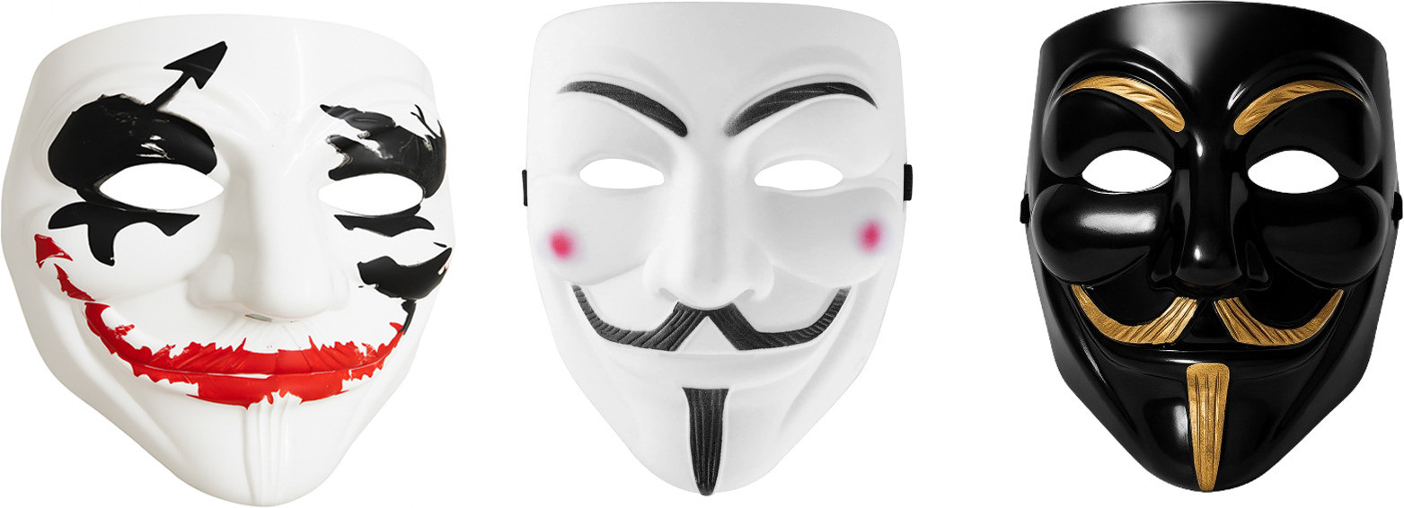 edb Unique Joker Vendetta Hacker Anonymous Party Halloween Comic Face Party Mask image 1