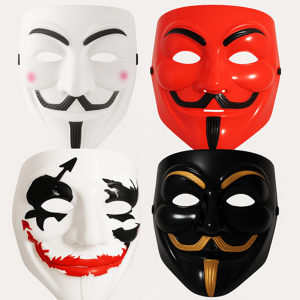 edb Unique Joker Vendetta Hacker Anonymous Party Halloween Comic Face Party Mask image 1