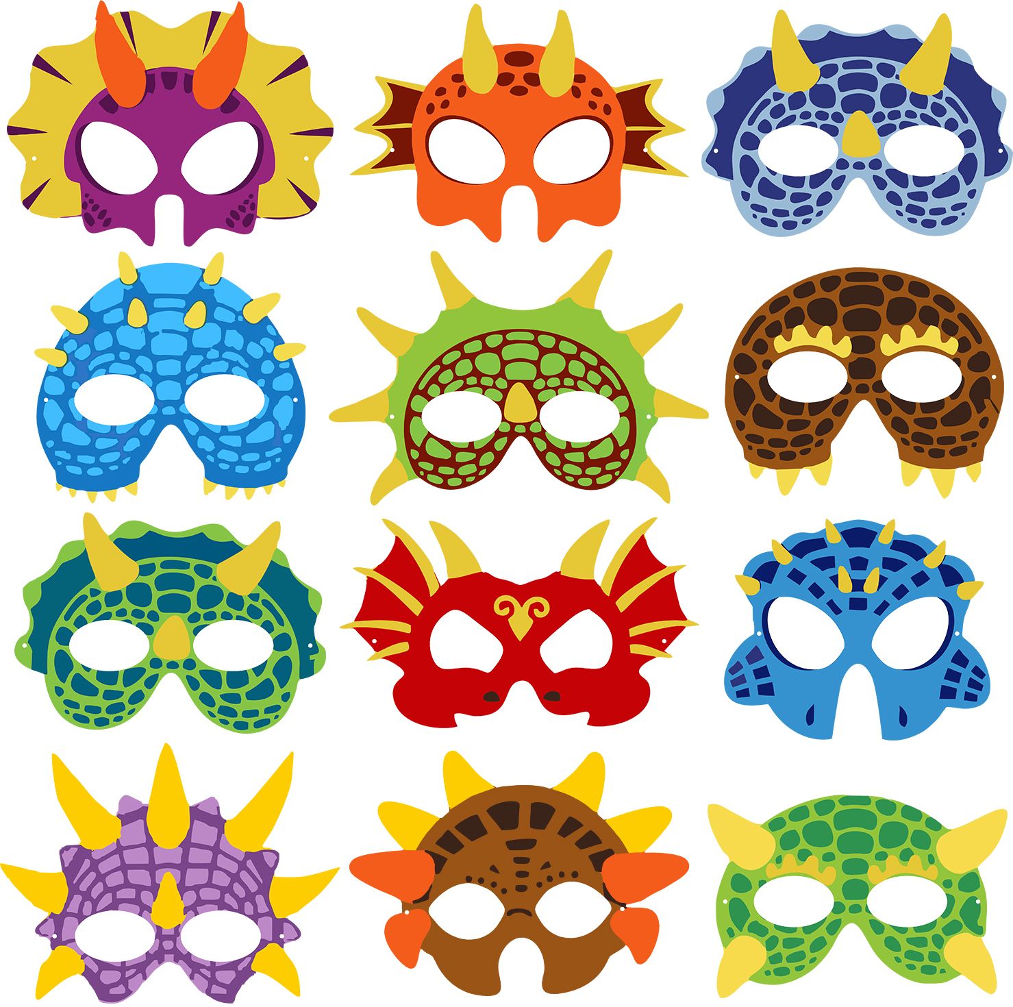 zyozi 12 Packs Dinosaur Masks Party Supplies Felt and Elastic for Kid Dinosaur Masks Party Mask-picture-14