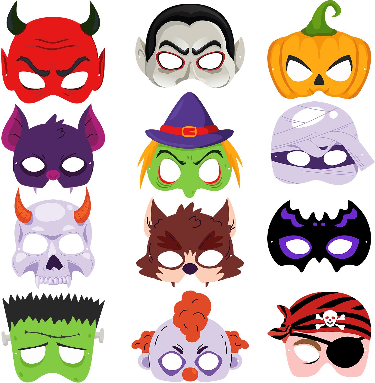 zyozi Halloween Theme Birthday Masks, Halloween Theme Masks for Kids (Pack Of 12) Party Mask-picture-10