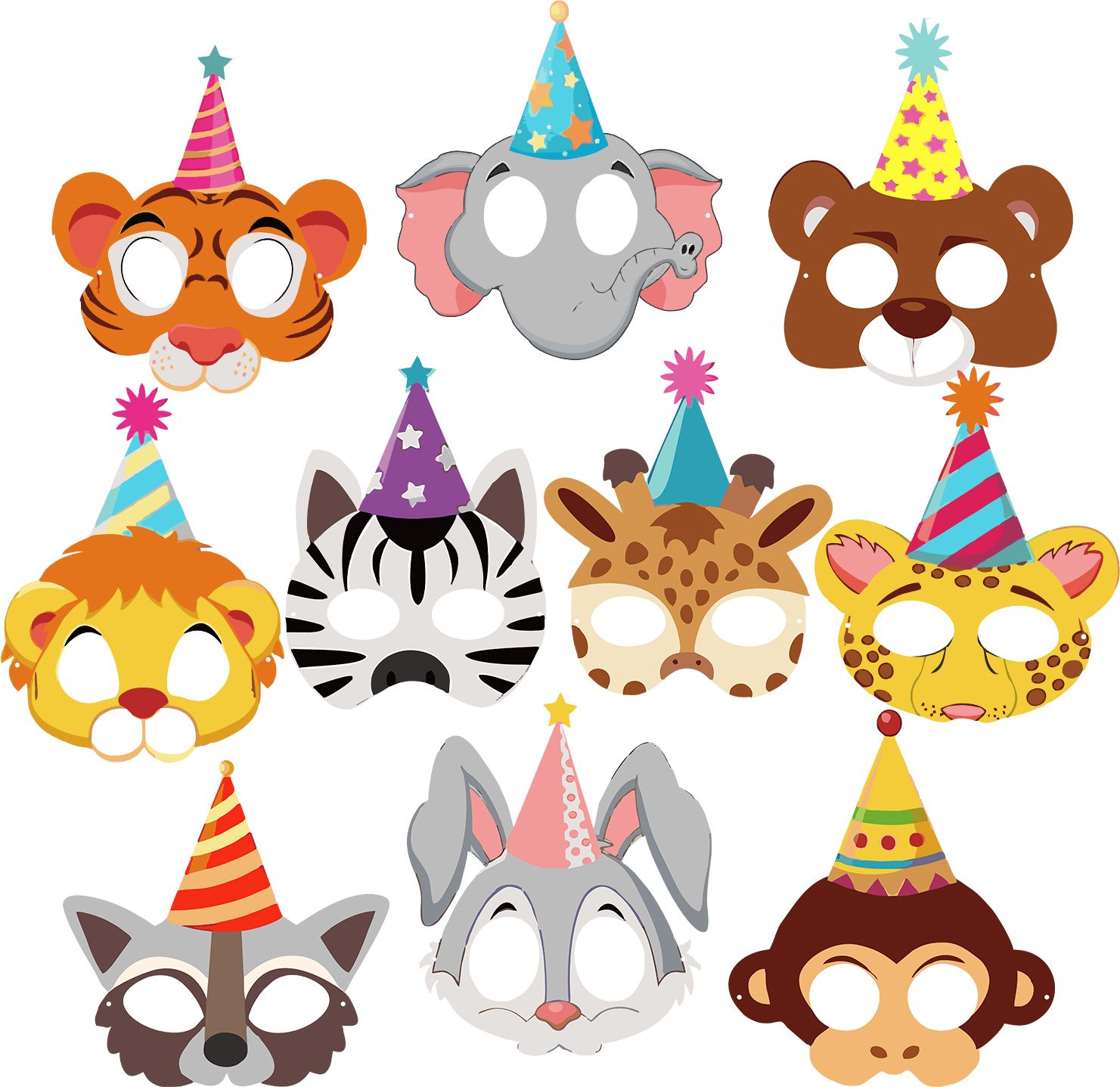 zyozique Animal Masks Animal Happy Birthday Decoration, Jungle Themes Party Favors Kids Party Mask-picture-14