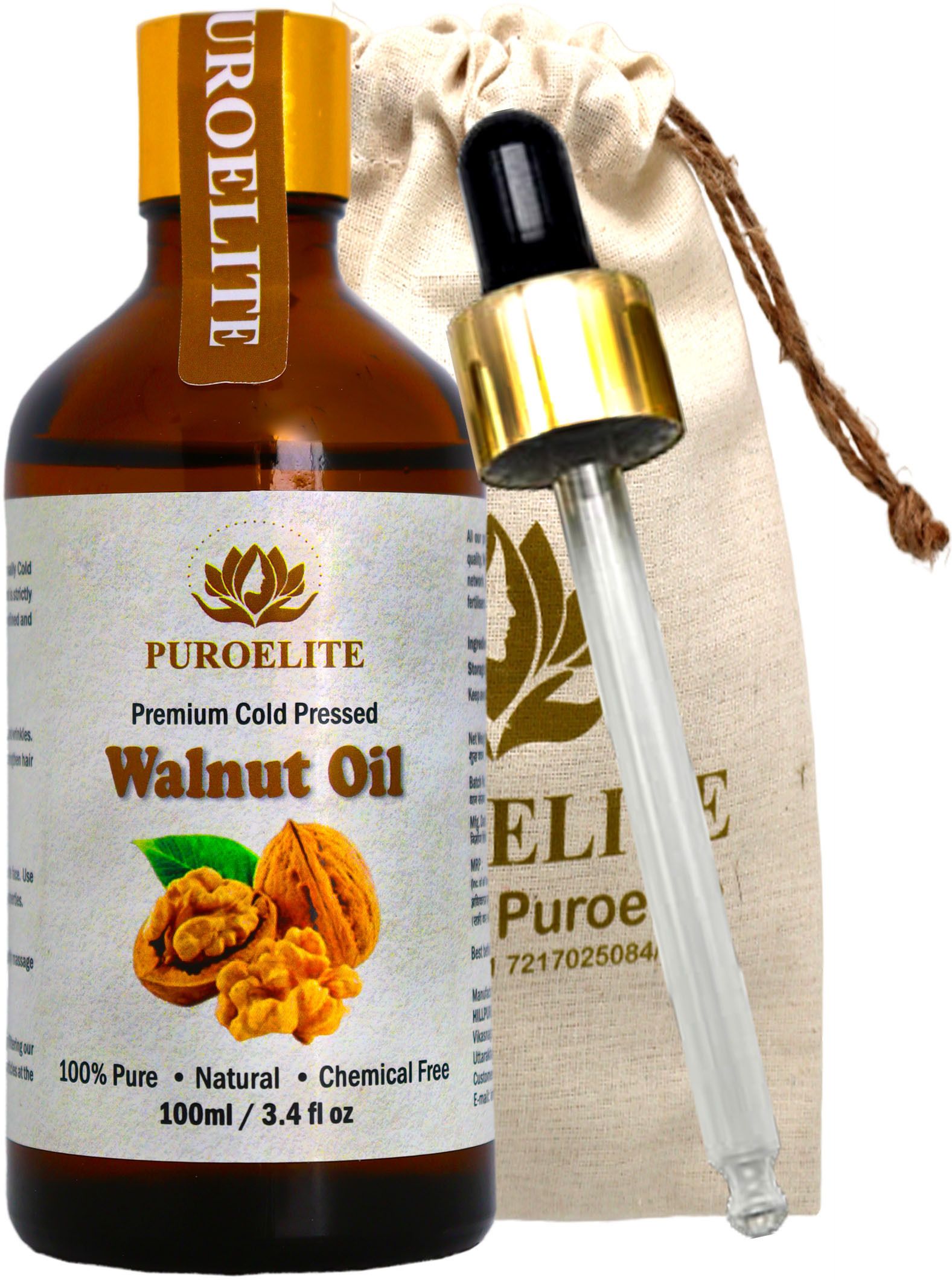 Premium Cold Pressed Walnut Oil, Akhrot ka tel, For Tyroid Massage, Face & Hair-image-25