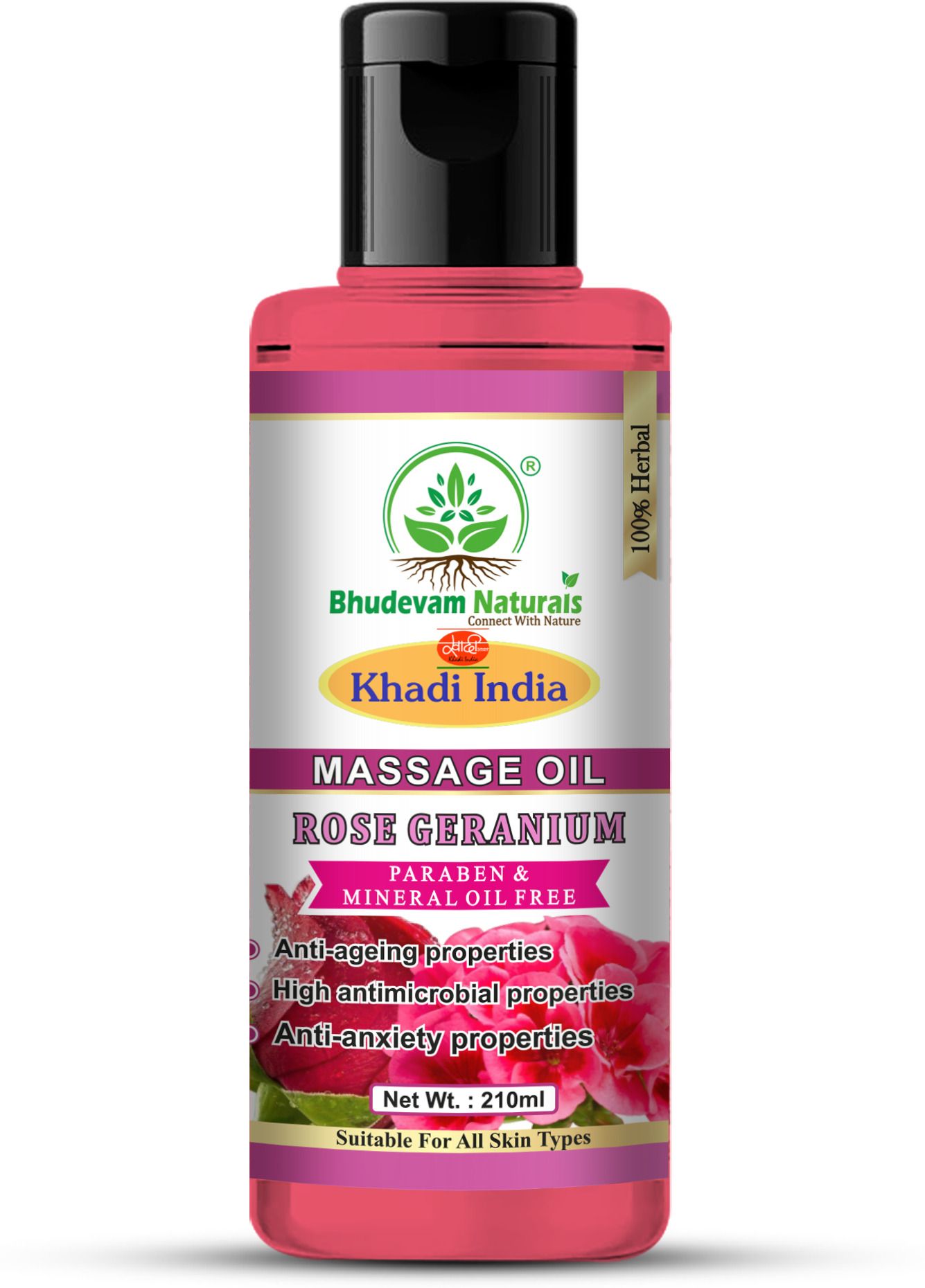 Khadi Rose Geranium Massage Oil | Anti Aging | Stress Relief with Paraben Free-image-49