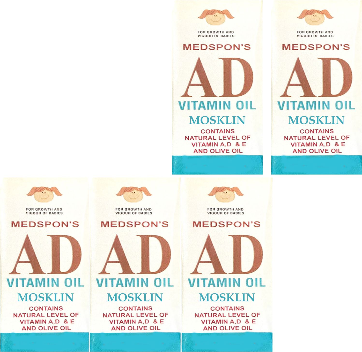 MEDSPONS AD VITAMIN BABY OIL FOR BABY HEALTHY & SHINEE SKIN E PACK OF - 5-image-27