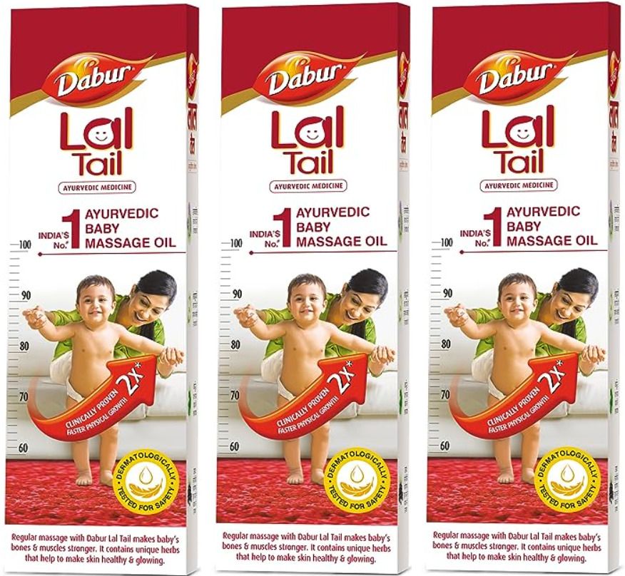 dabur Lal Tail Ayurvedic Baby Massage Oil 100ml (Pack Of 3)-picture-13