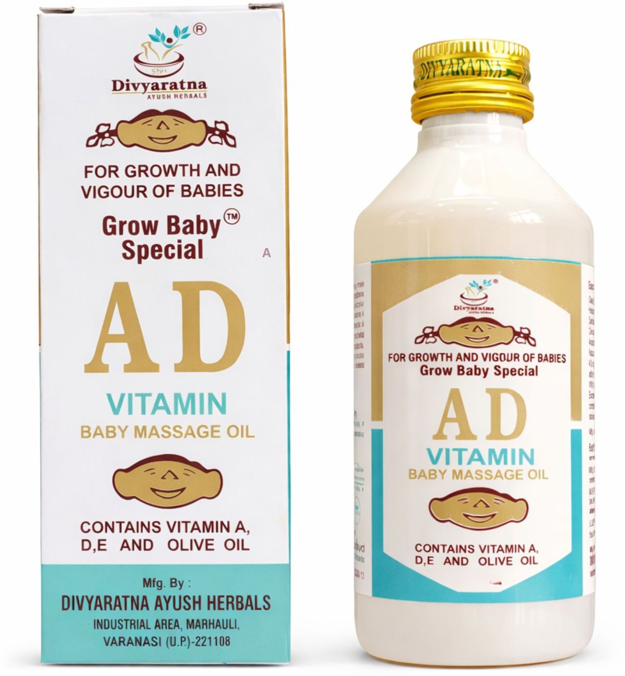 AD Vitamin Baby Massage Oil 170ml with Vitamin A D E Olive Oil for Babies-image-12