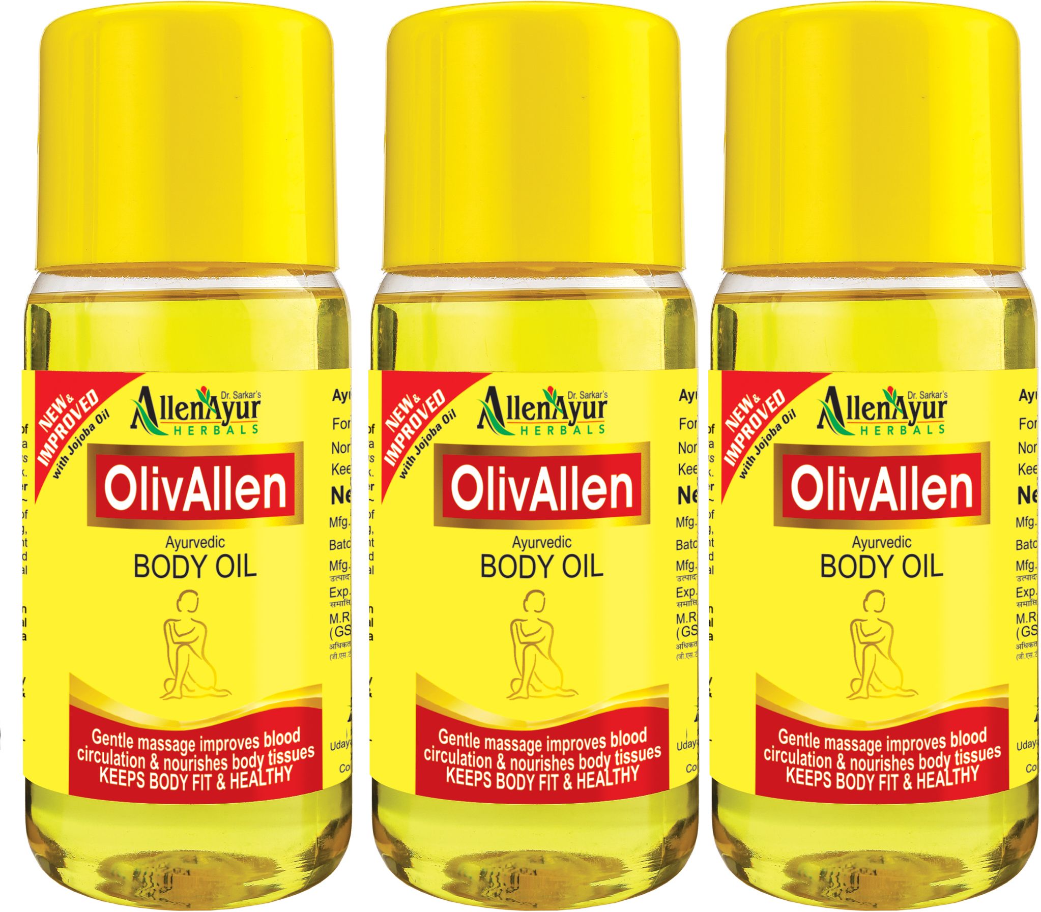 OlivAllen Ayurvedic Body Oil (200ml X 3) 600ml
