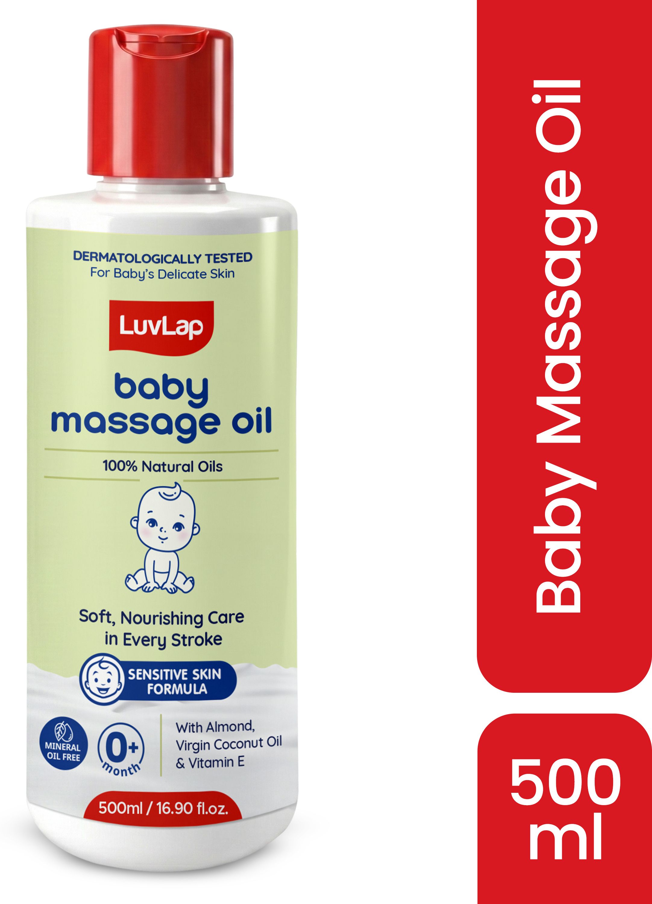 luvlap Baby Massage Oil Almond Coconut Vitamin E, Natural, 500ml-picture-28