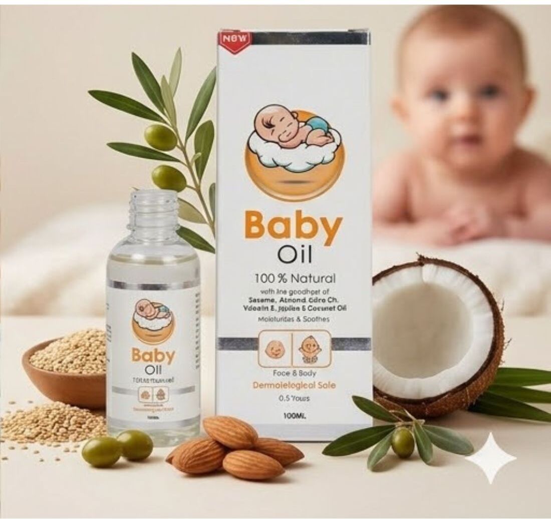 herbital Baby Oil 100% Natural No irritation to baby's vitamin E 1pcs-picture-40