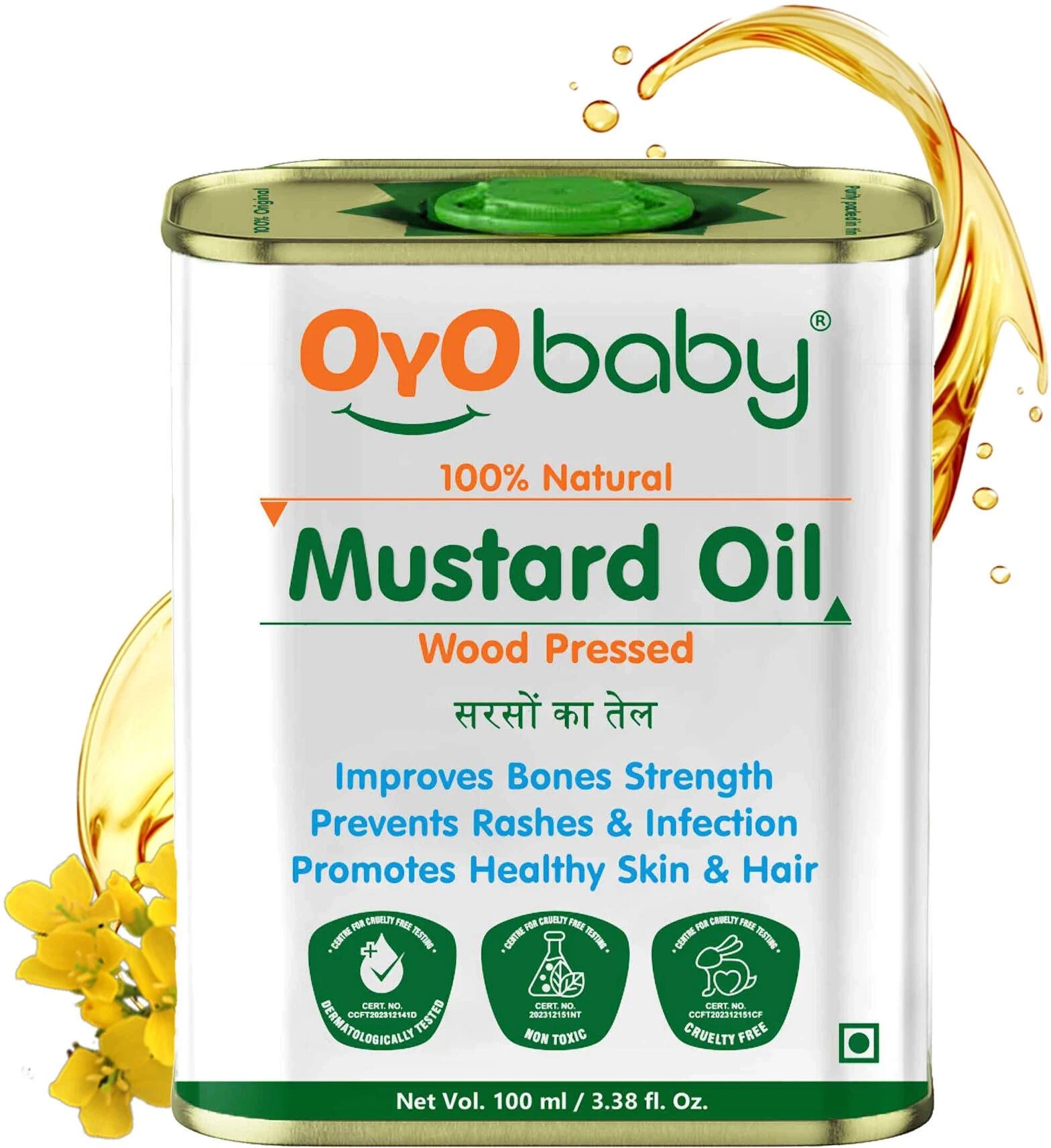 oyo baby Kachi Ghani Pure Mustard Oil, Cold Pressed, Best for bone Developmemt and healthy muscles, Nourishes skin and Hair Baby Massage Mustard Oil-picture-17