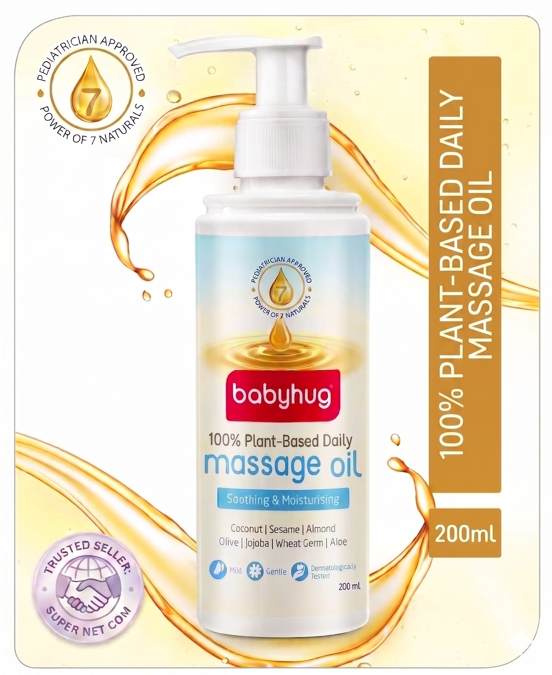 babyhug 100% Plant-Based Daily Baby Massage Oil|7 Oils Formula for Skin & Muscle Health-picture-12