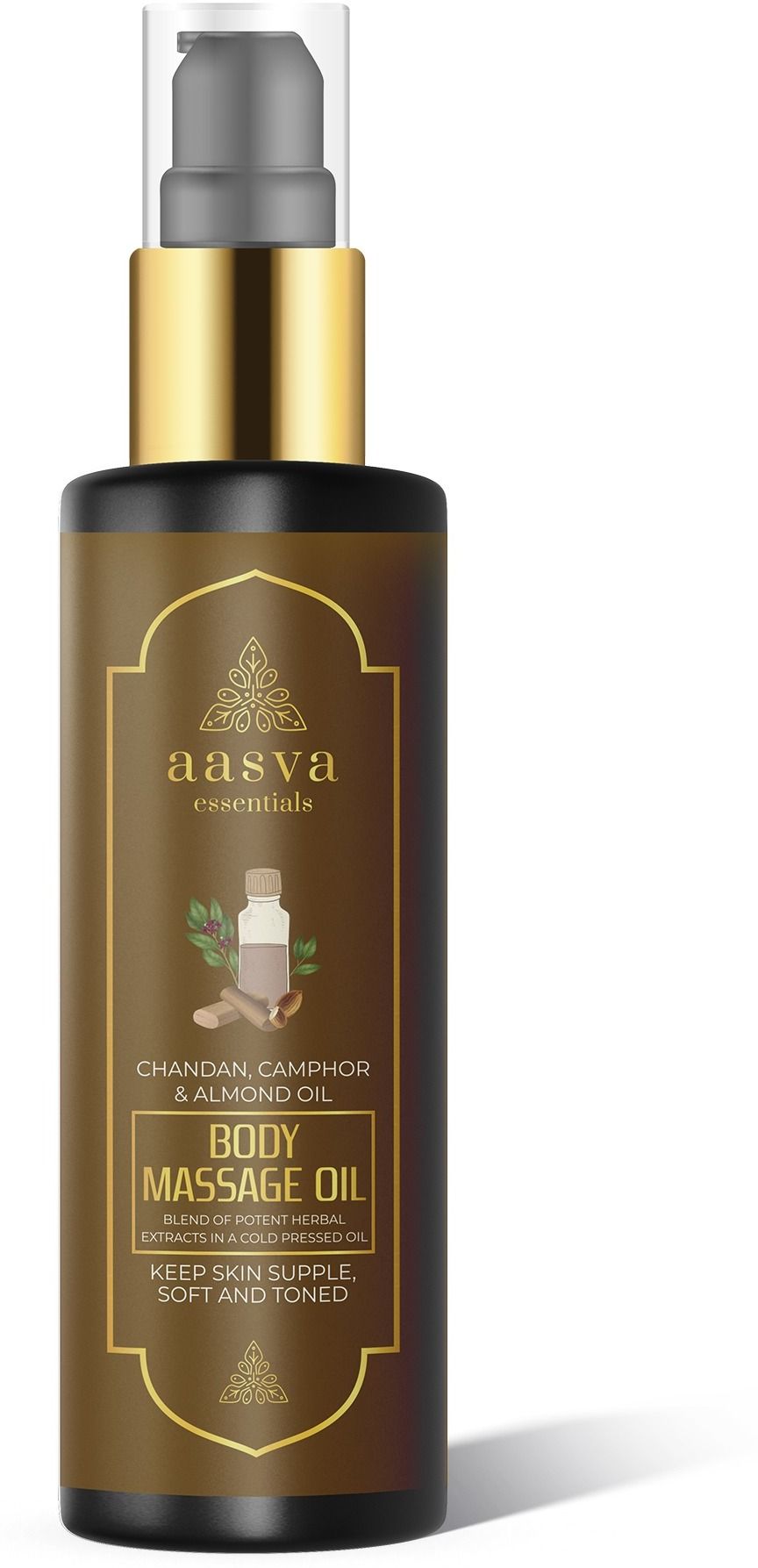 aasva essentials Chandan,Camphor & Almond Body Massage Oil-picture-22