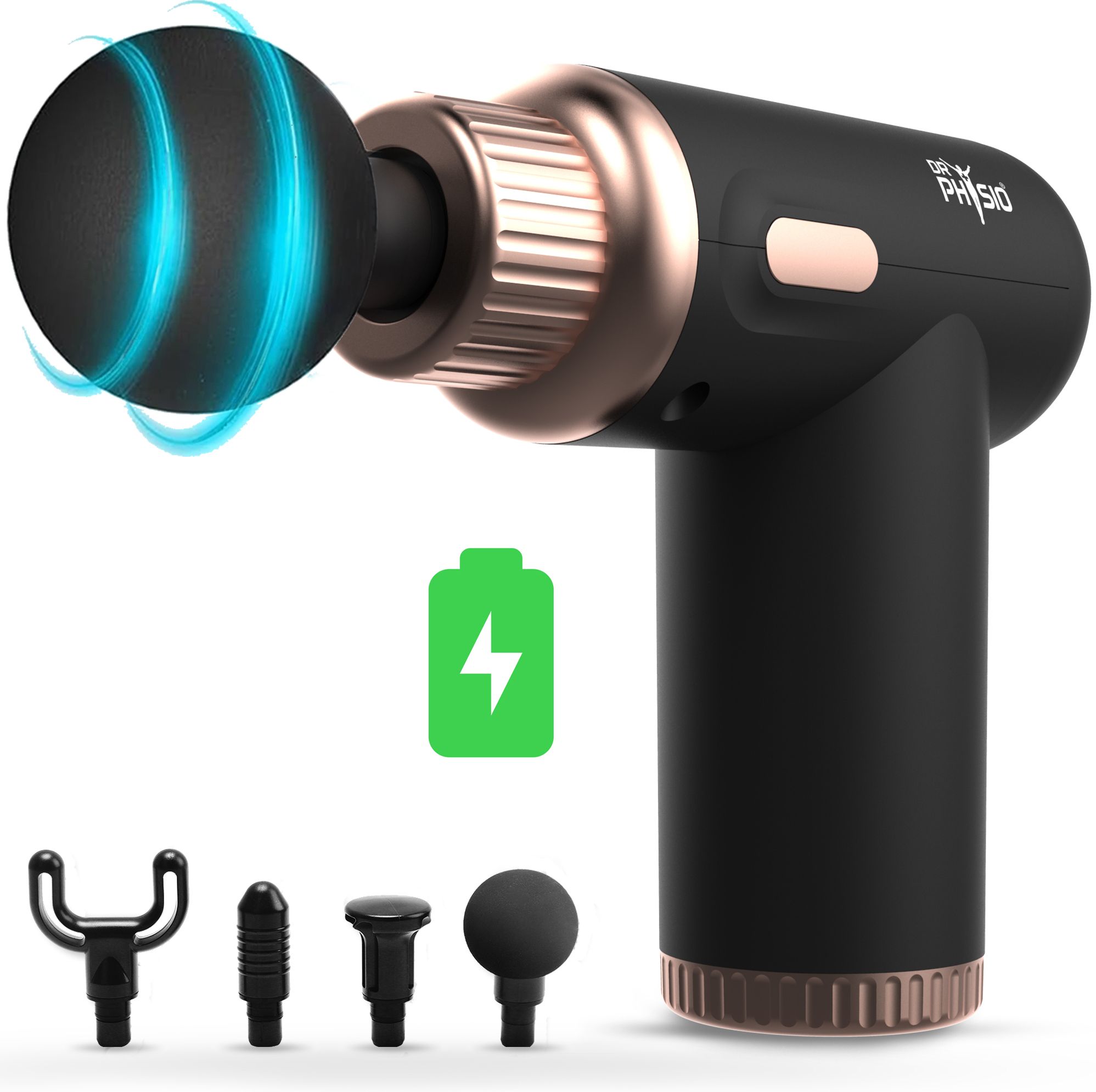 DR PHYSIO USA Dynamo Full Body Pain Relief Massage Gun-1034, Cordless Rechargeable Deep Tissue Percussion Machine with High-Intensity Vibrations Massager