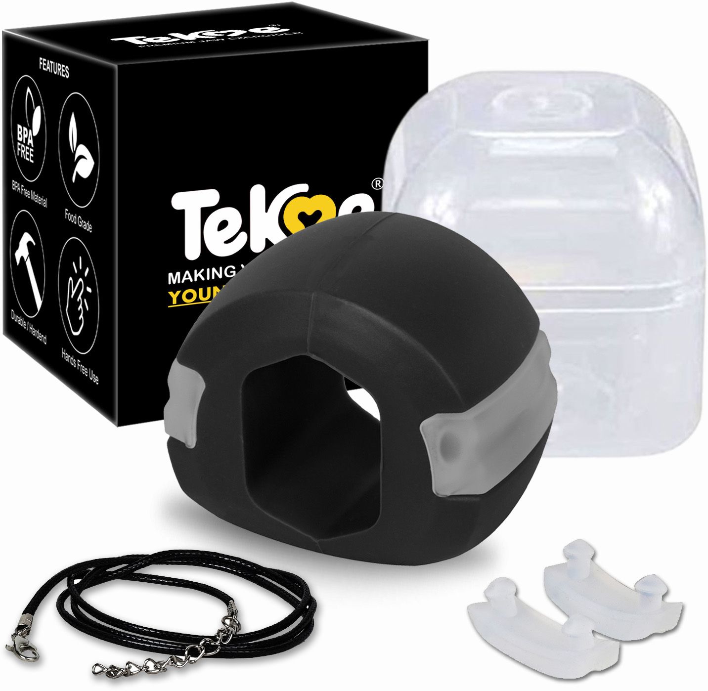tekme Jaw exerciser for Intermediate 40-LBS define your jawline, Slim & tone your face, Look younger & healthier with Neck rope Jawline(With Accessories) Massager-image-21