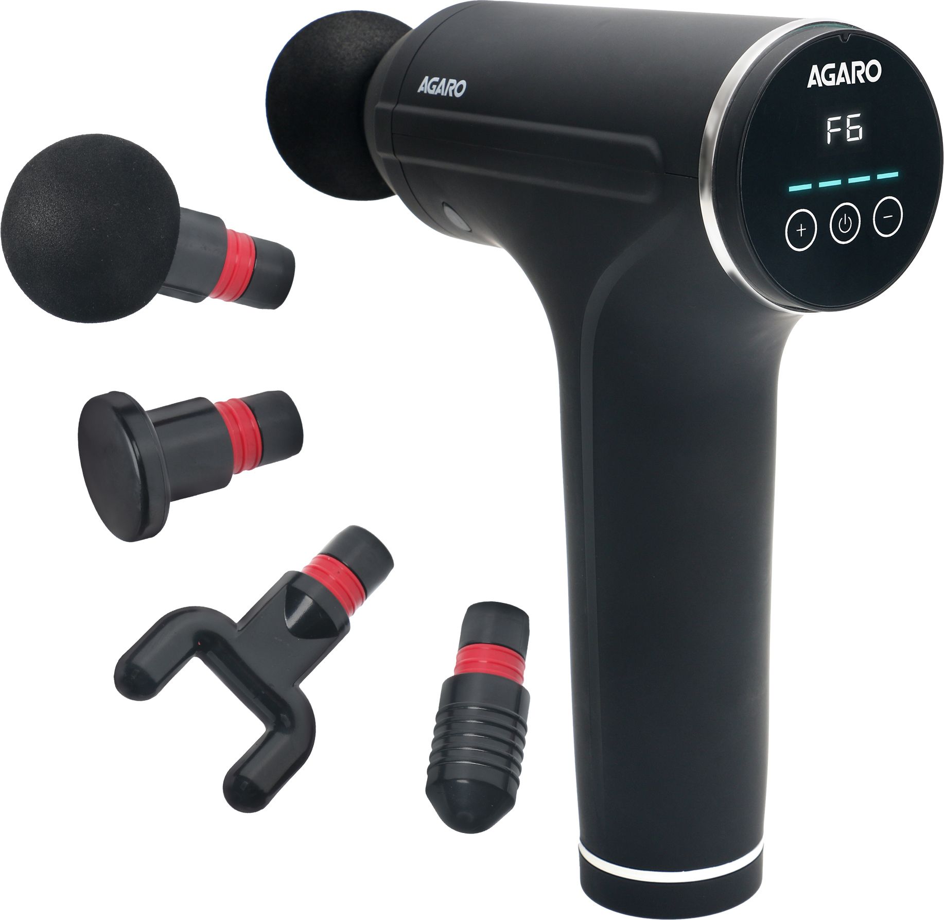AGARO Galaxy Gun Massager, 4 Heads, 6 Speed, Rechargeable, Handheld, Massager