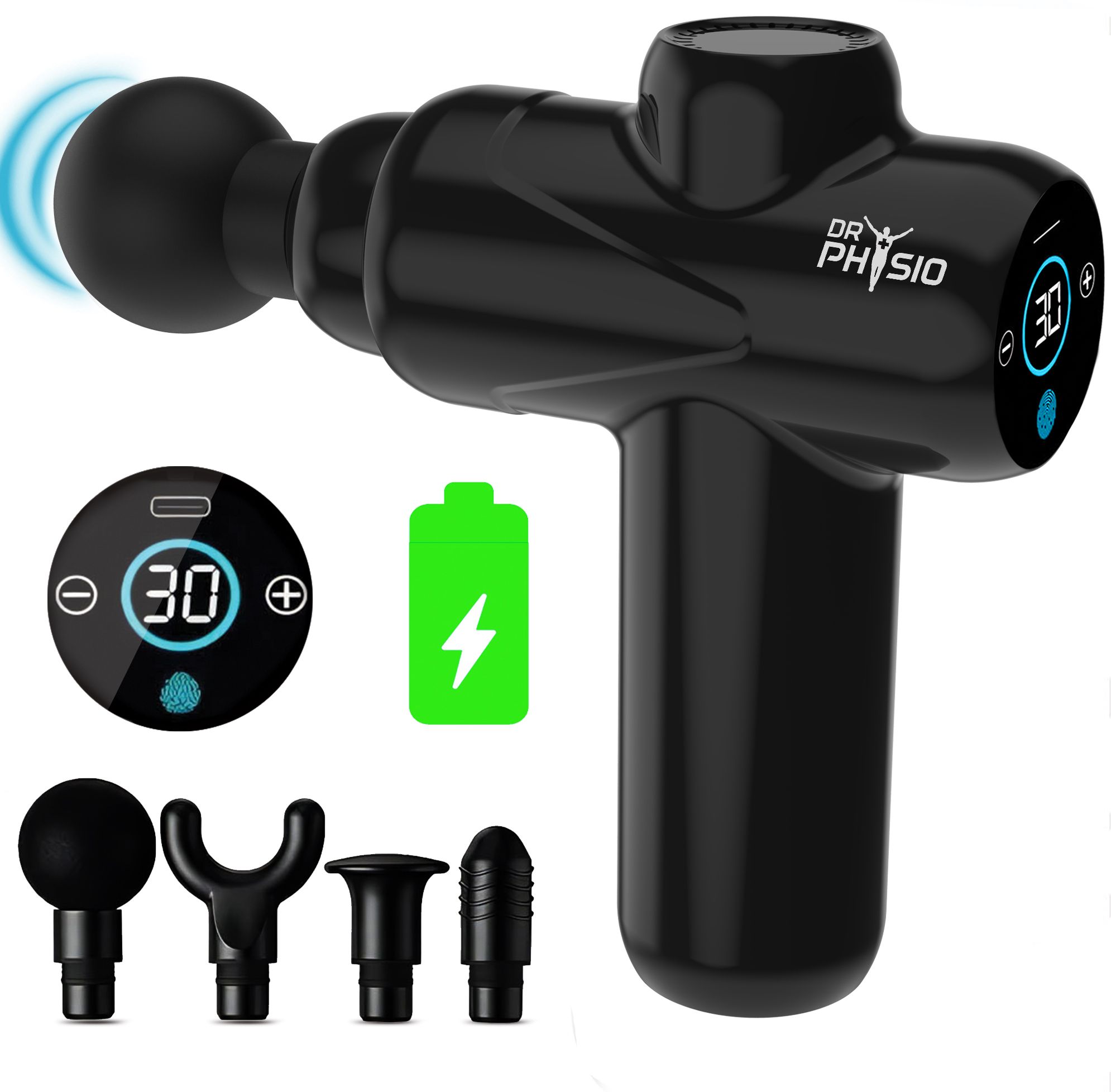 DR PHYSIO USA 1049 Touch Dynamo 3000mAh Battery Electric Full Body Pain Relief Massage Machine Gun Massager-image-11