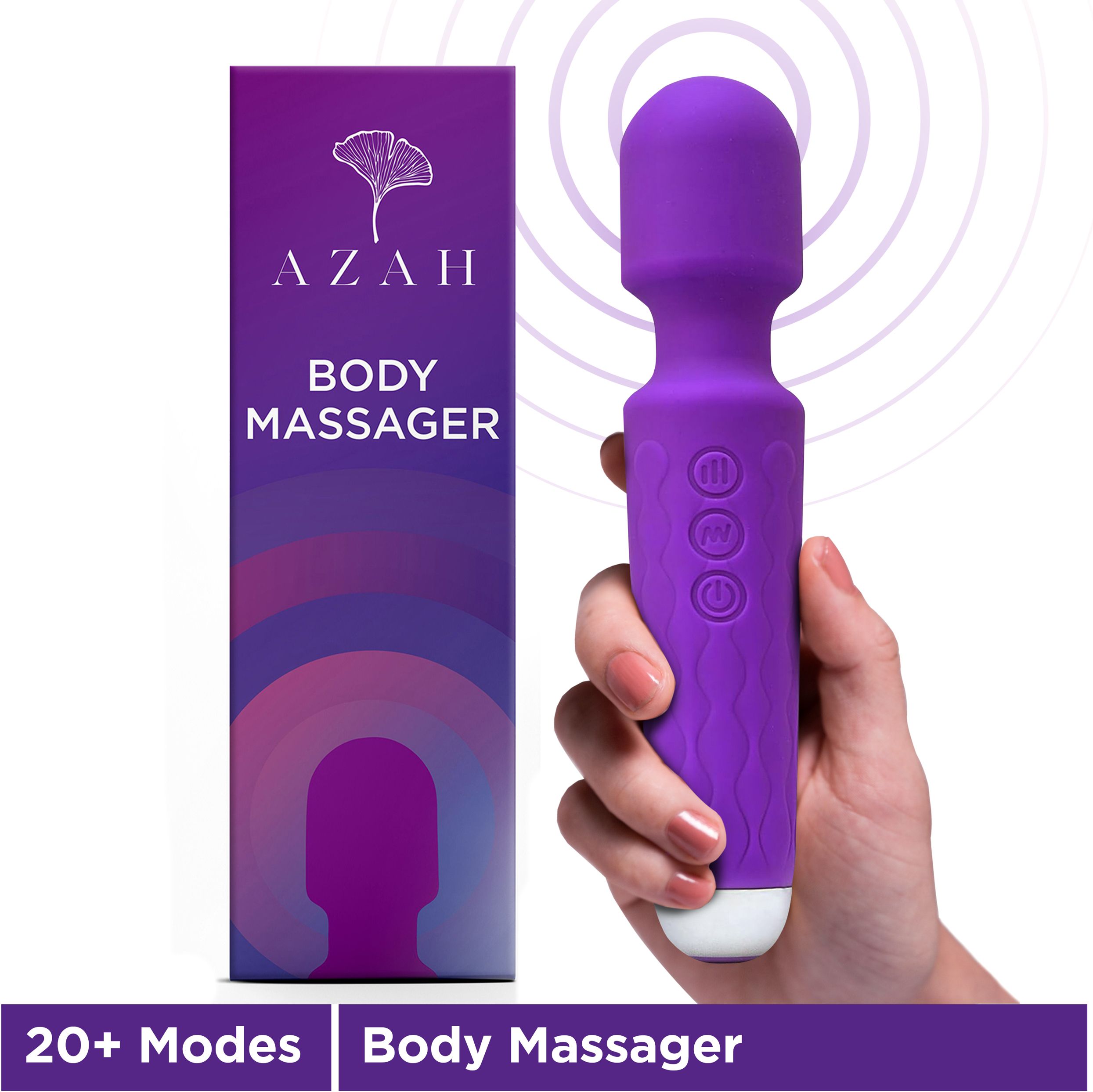 AZAH Personal Massager For Women | 20 Modes, USB Charging, Waterproof, Cordless Body Massager Massager