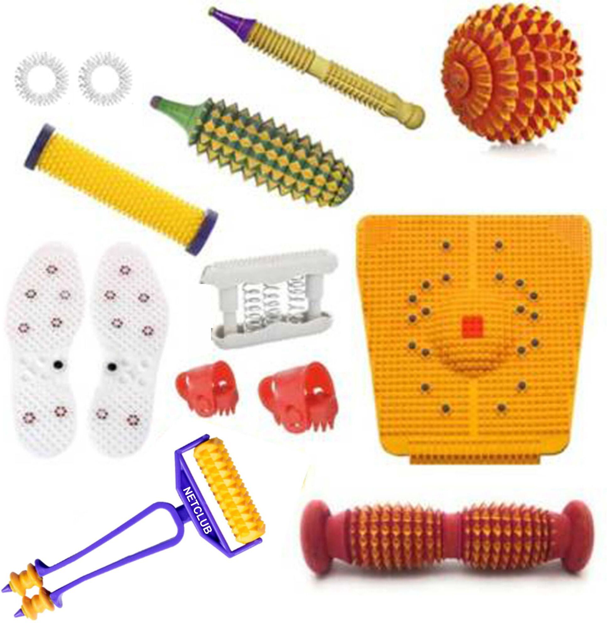 ACM Accupressure Massager Tools Combo Kit with Foot Roller (Pyramidal cuts)(Wooden) Bio-Magnetic Power Foot Mat (Magneto) for Stress and Pain Relief (Natural Care) Massager-image-21