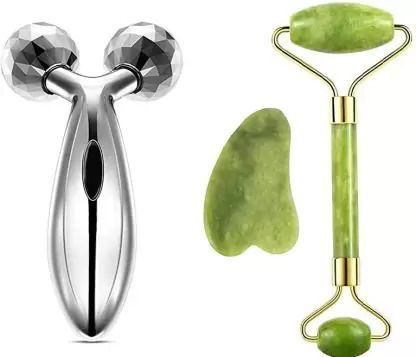 TREZILA Roller & Gua Sha Tool 100%Natural Himalayan Stone for Face Neck Healing Massager F 3D Massager-picture-14